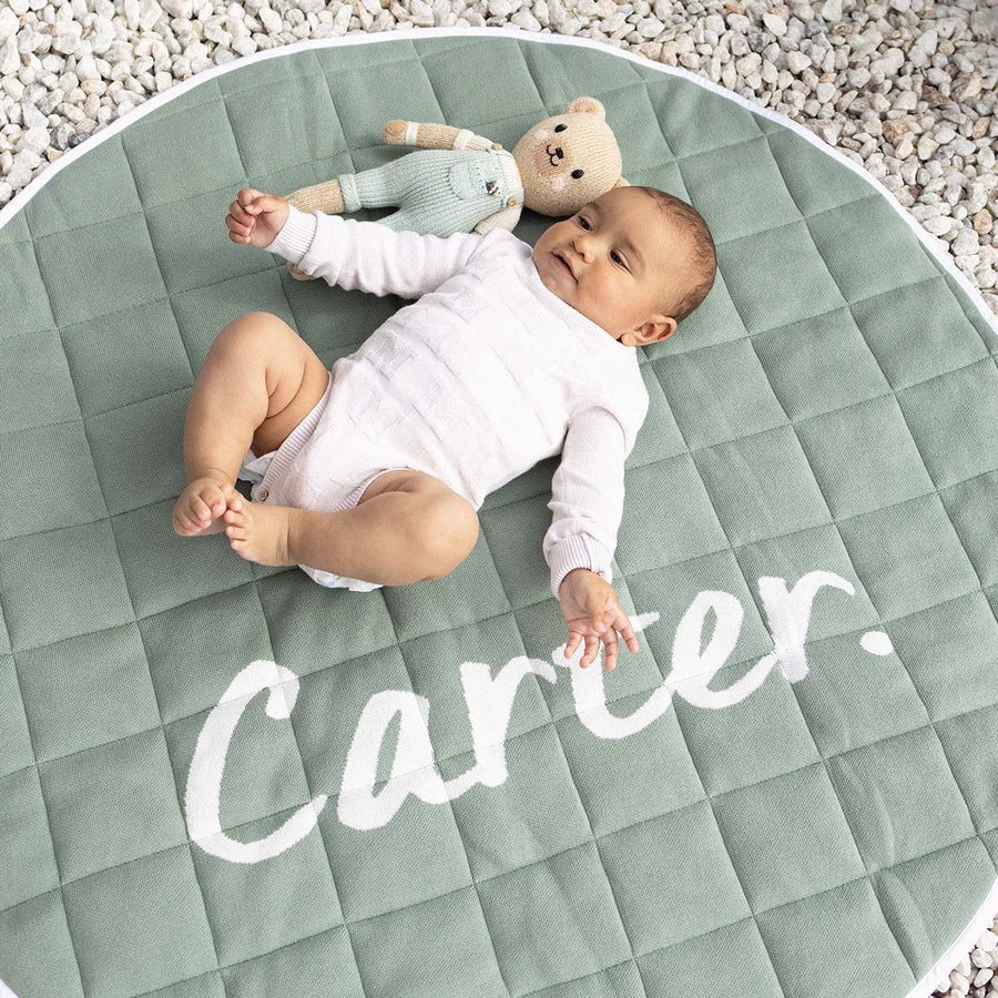 Personalised Playmat - Lily Pad; Letter: Ivory