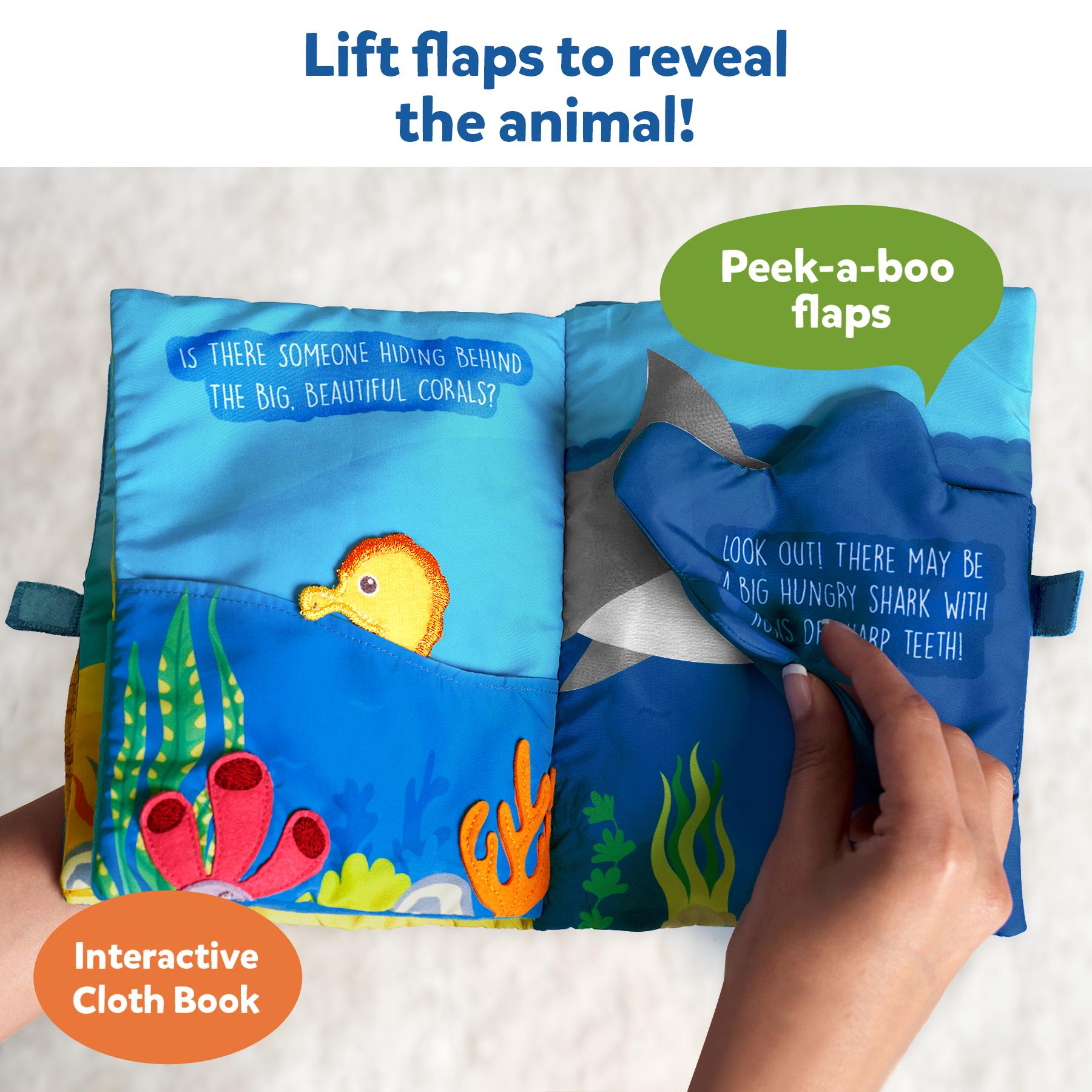 Skillmatics Baby Book - Peek-A-Boo I See You Underwater Animal Theme, Interactive Soft Cloth Book With Crinkle Pages, Ages 6 Months And Up
