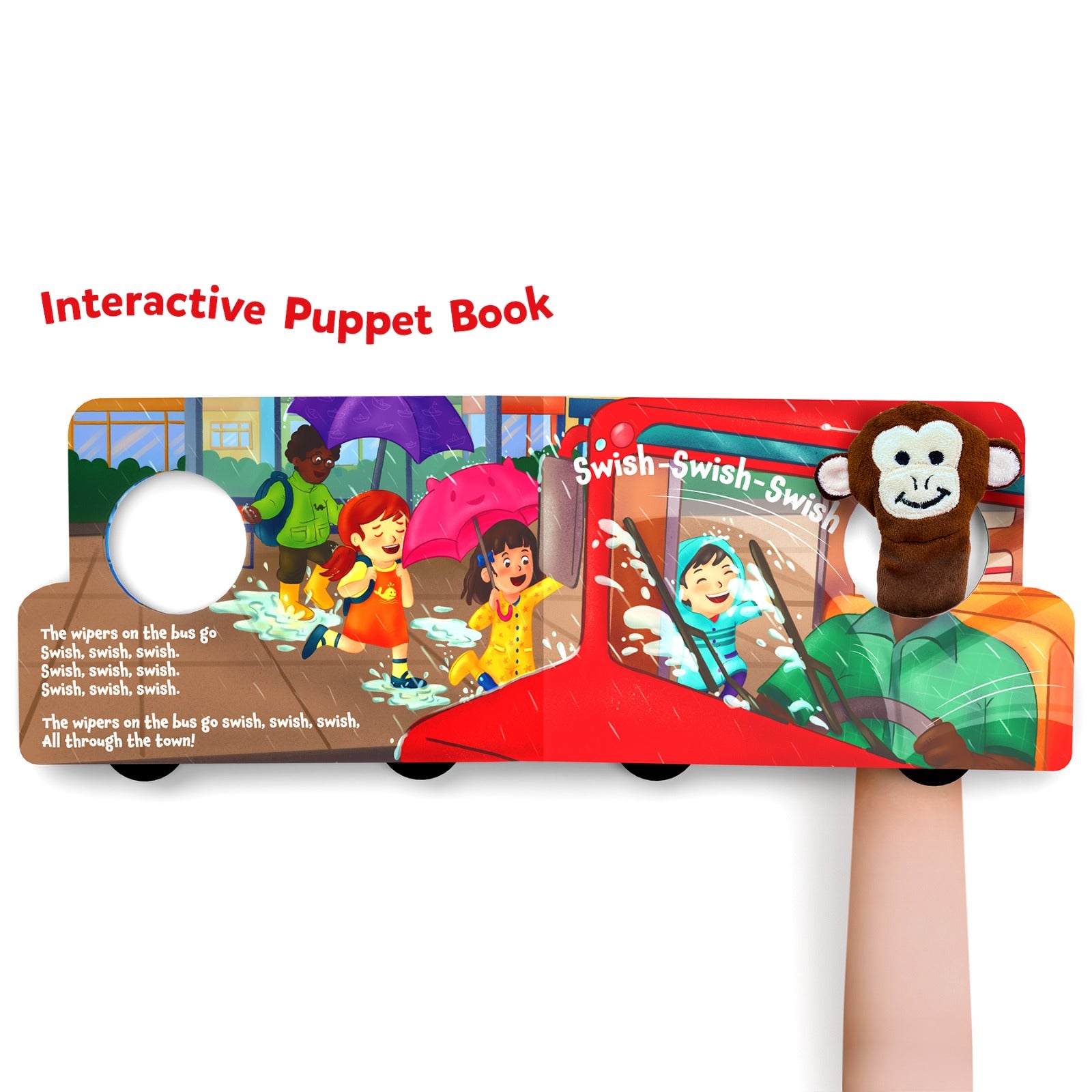Skillmatics Puppet Book - The Wheels on The Bus, Interactive Finger Puppet for Infants & Toddlers, Early Learning & Sensory Toy, Nursery Rhyme Activity, Gifts for Babies Ages 6 Months to 2 Years