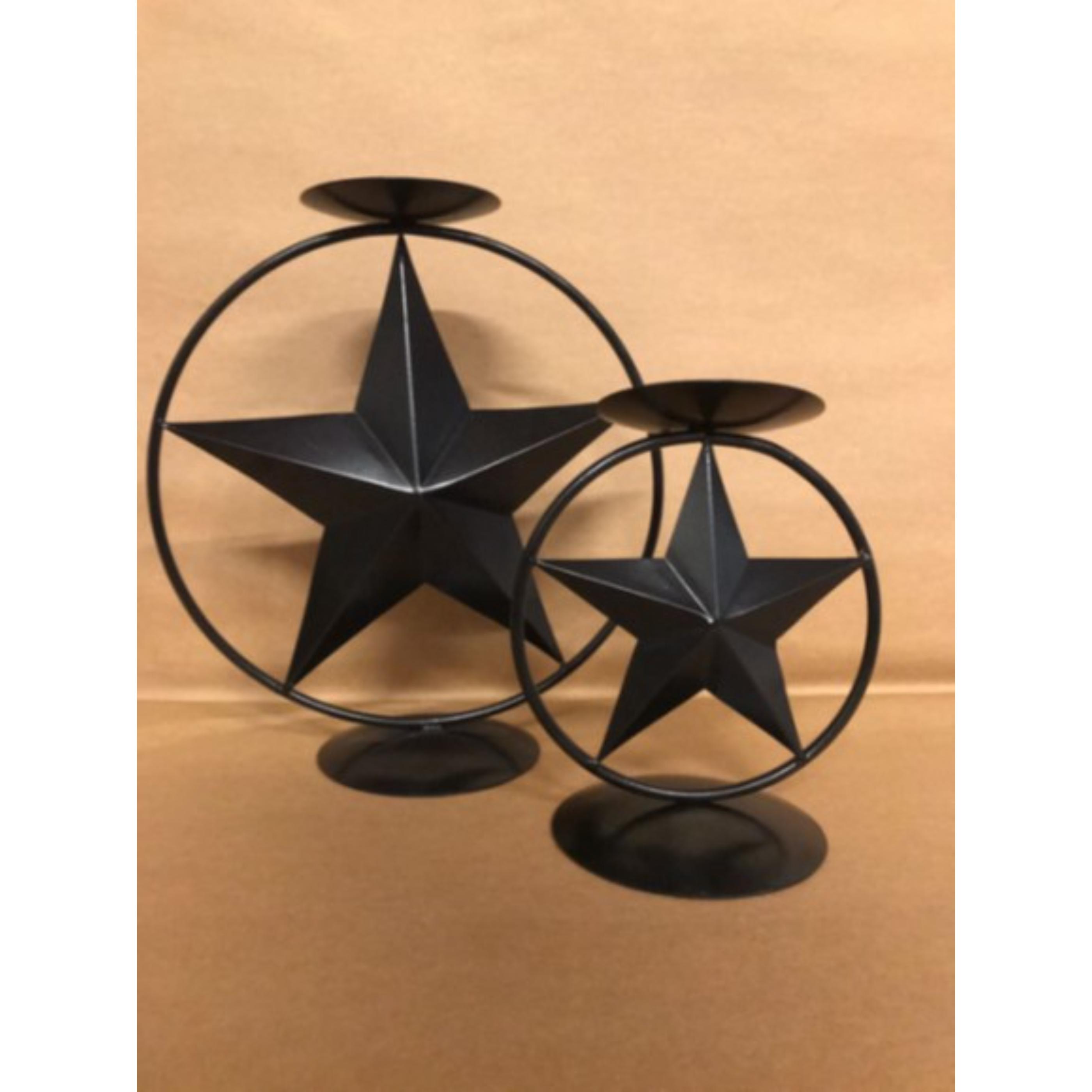 Nordic Christmas Decorations CLARA Pair Of Star Shaped Iron Candle Stands