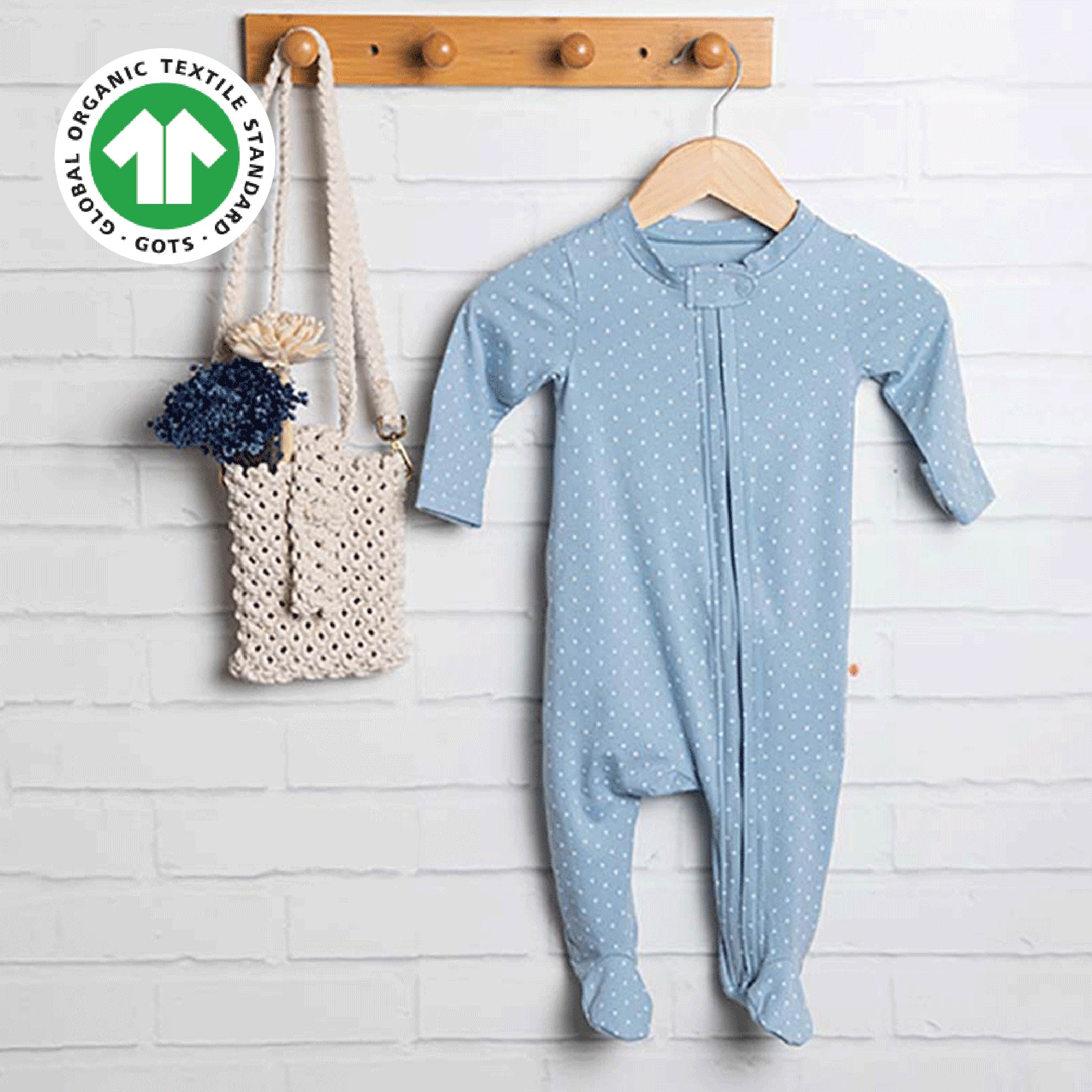 Greendigo 100% Organic Cotton Blue Printed Onesie Romper For New Born Baby Boys And Baby Girls