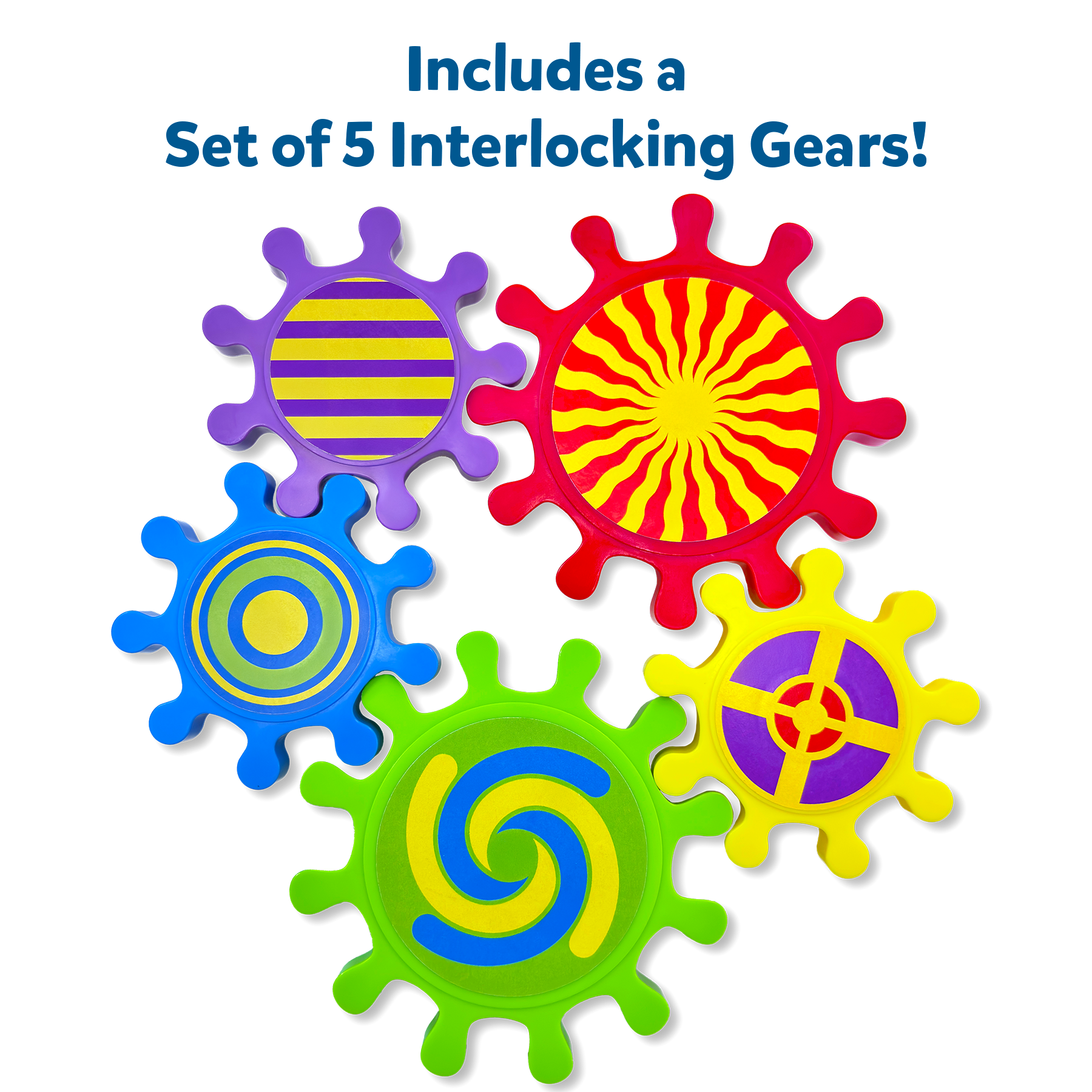 Skillmatics Spinny Gears for Babies - Fun Interlocking Spinning Gears, STEM & Sensory Toy, Suction Spinners for Windows, Table, Bath, Travel Toy, Gifts for Infants & Toddlers 6-36 Months, Set of 5