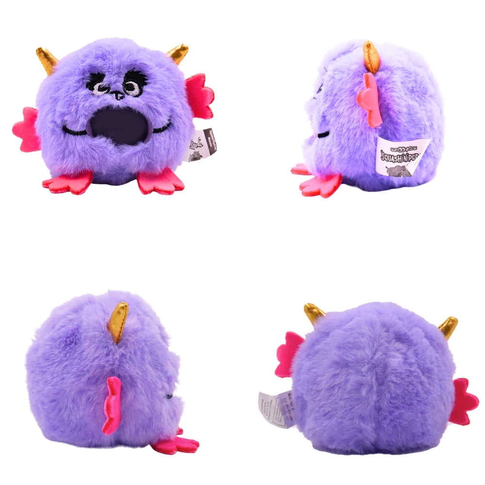 Scoobies Squash N Pop Pal Monster | Pack of 1 | Available in monster shaped furry ball in purple color | Soft and squishy with jelly beads inside | Squeeze it and beads pop out of the mouth | Good for hand muscle exercises and fidgeting