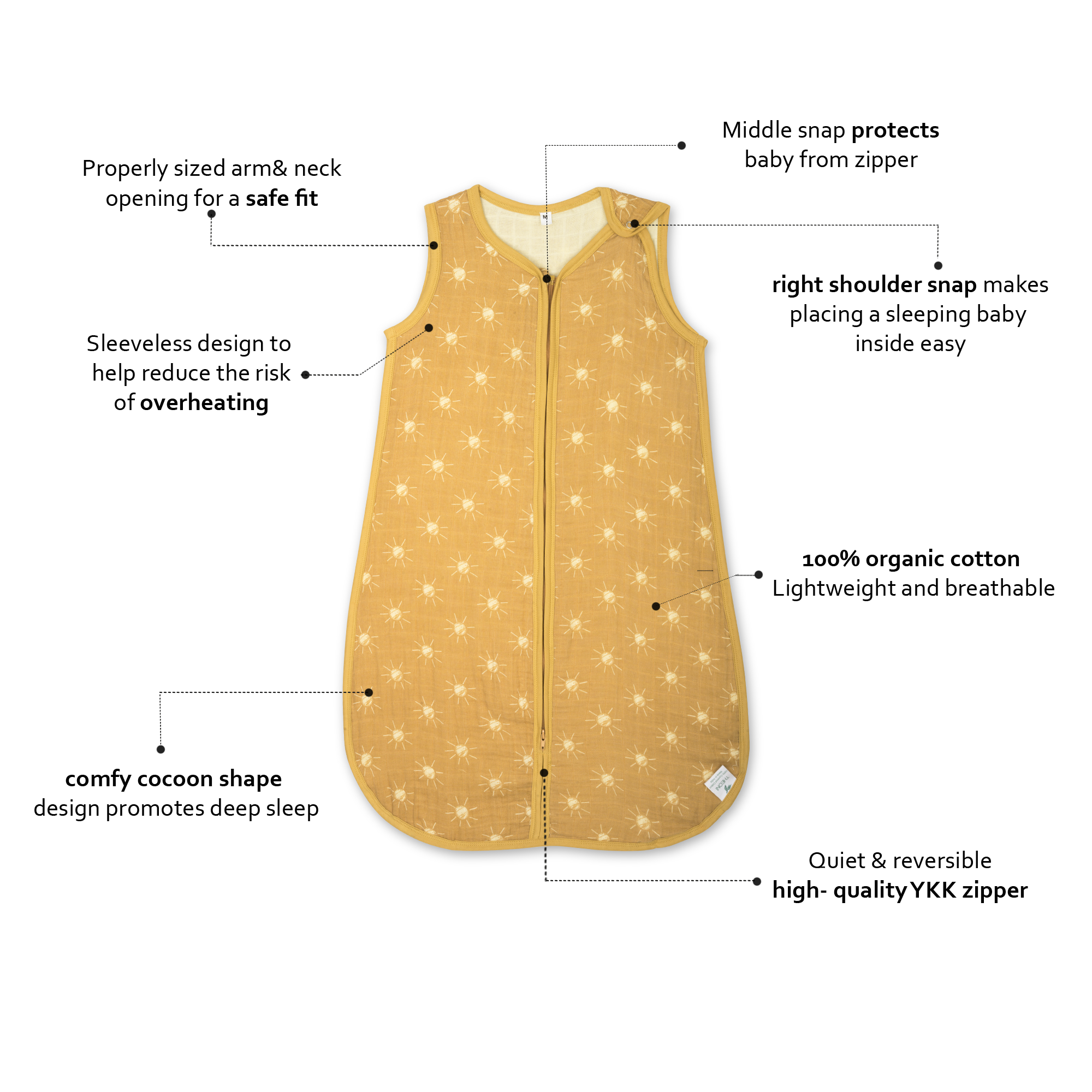 Theoni 100%  Cotton Muslin Baby Sleeping Bag - Santorini Sun