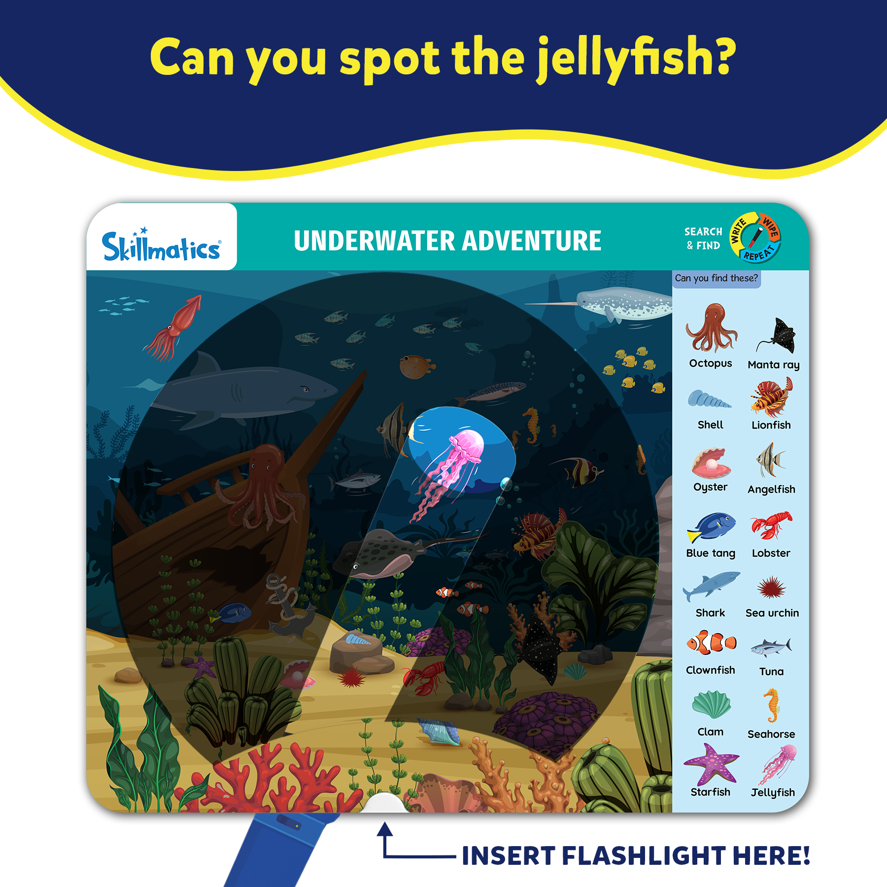 Skillmatics Preschool Learning Activity - Search and Find Flashlight Magic, Educational Game for Kids, Toddlers Who Love Toys, Art & Craft Activities, Gifts for Girls and Boys Ages 3, 4, 5, 6