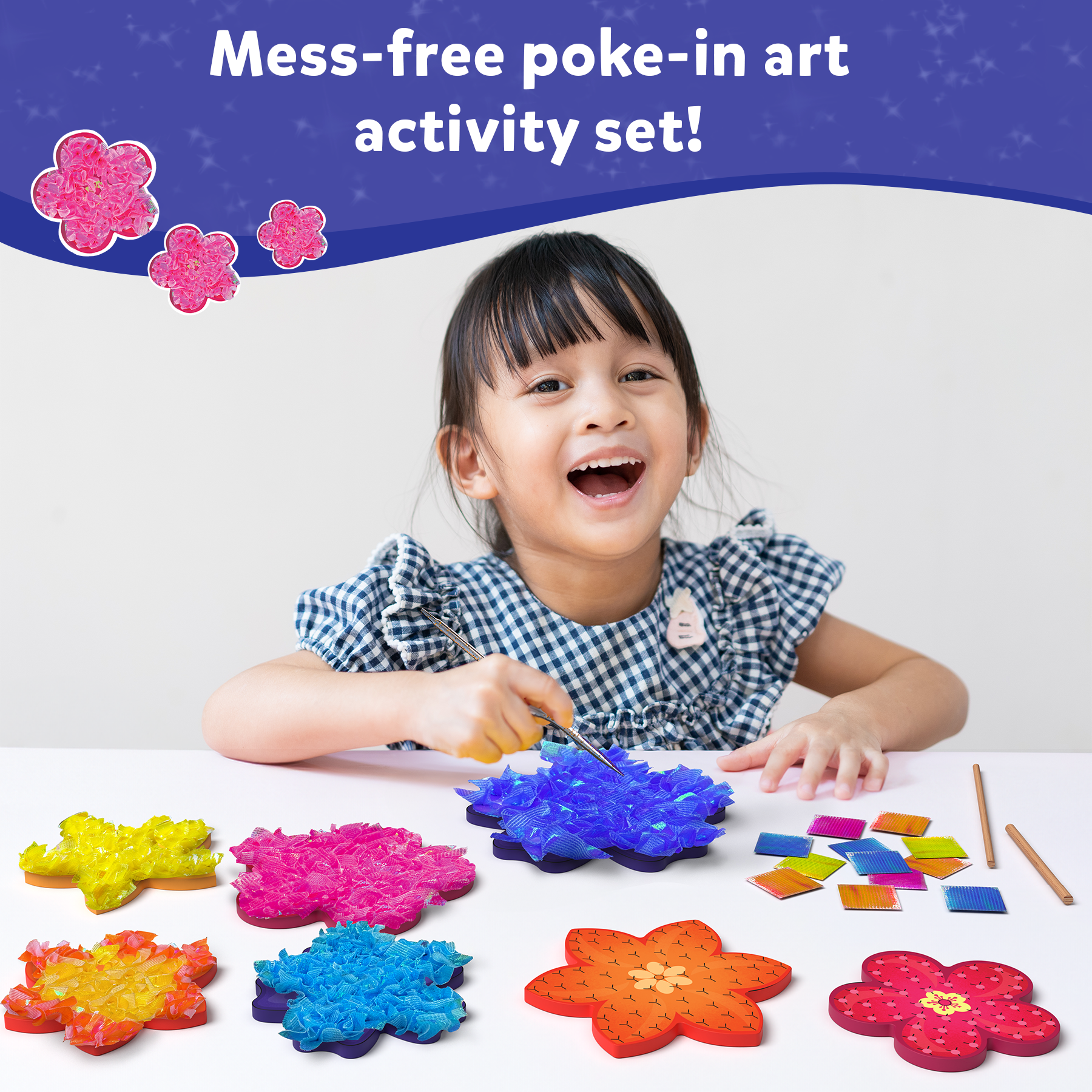 Skillmatics Art & Craft Actvity - Poke-in Art Flower Bouquet, Mess-Free Art for Kids, Craft Kits, DIY Activity, Gifts for Girls & Boys Ages 4, 5, 6, 7, 8, 9