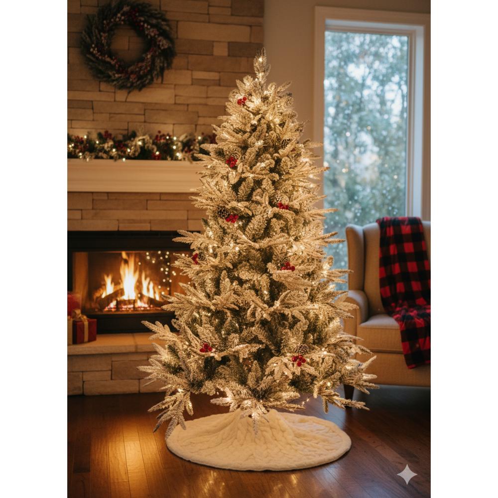 SWEN 6 feet NIVA Christmas Tree With Red Cherries, Pine Cones And Frosting