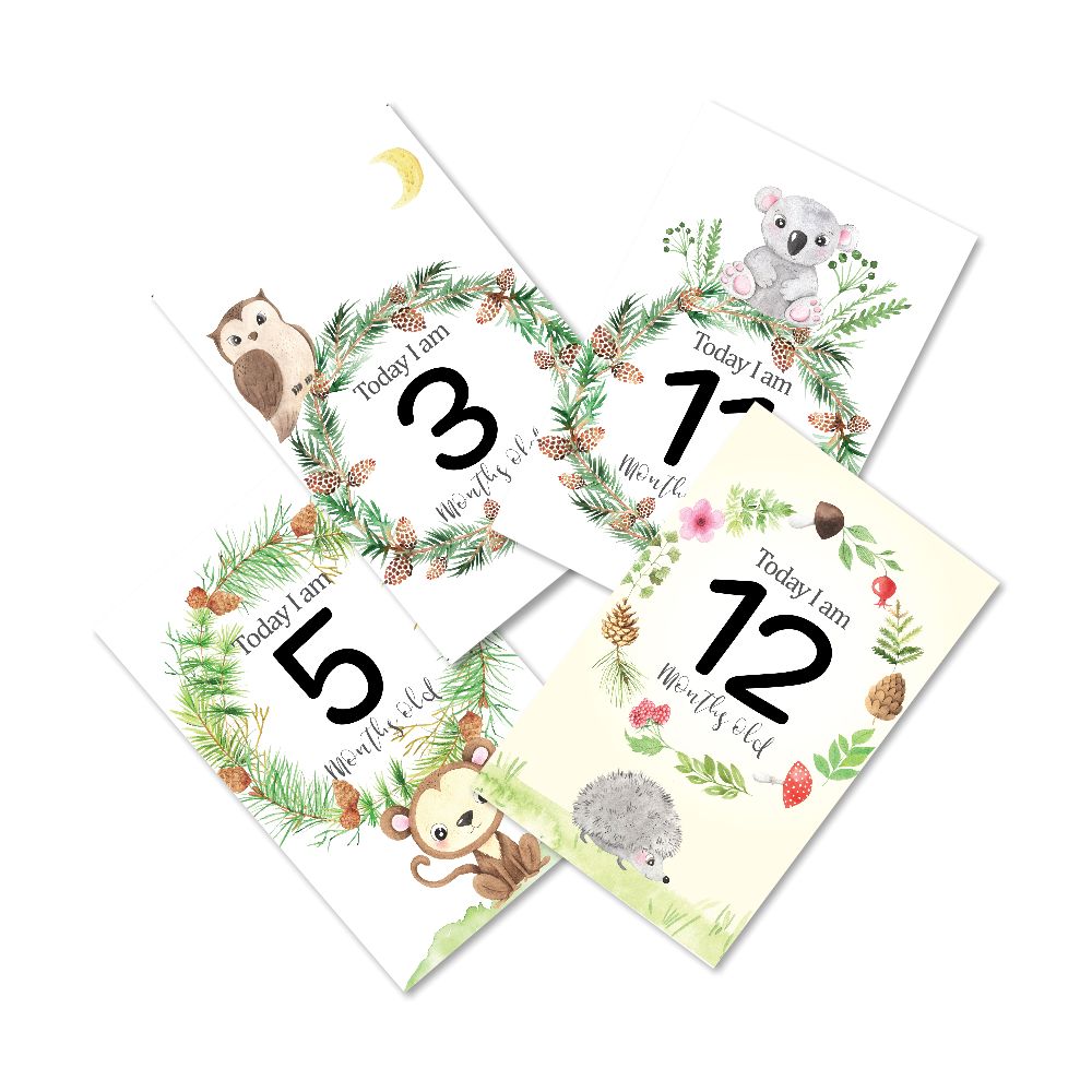 Jungle Safari Theme Baby Milestone Cards- Pack of 32