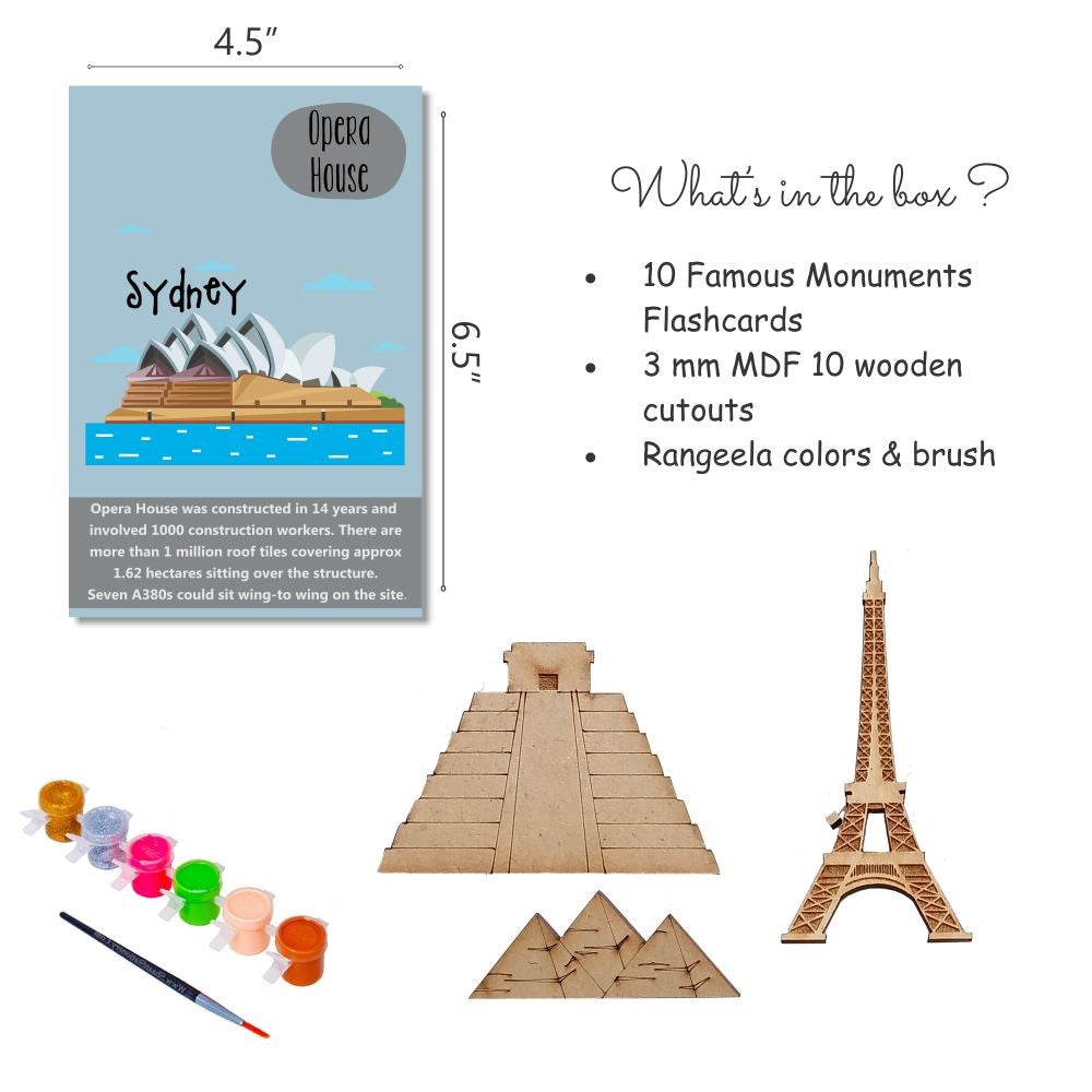 World Monuments Flashcards With Activity / World Monuments Activity Book With Wooden Monuments.