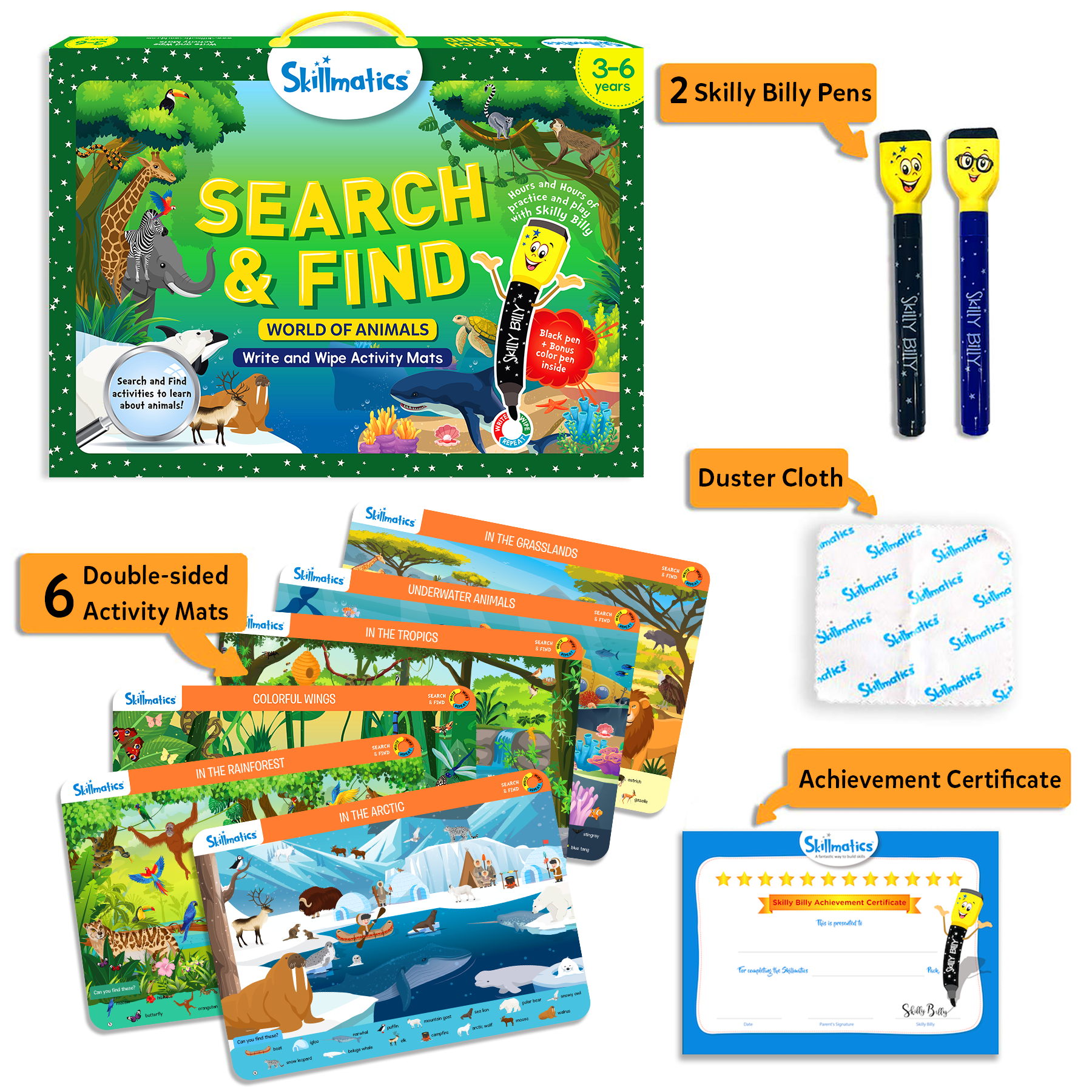 Skillmatics Preschool Learning Activity - Search and Find Animals Educational Game, Perfect for Kids, Toddlers Who Love Toys, Art and Craft Activities, Gifts for Girls and Boys Ages 3, 4, 5, 6