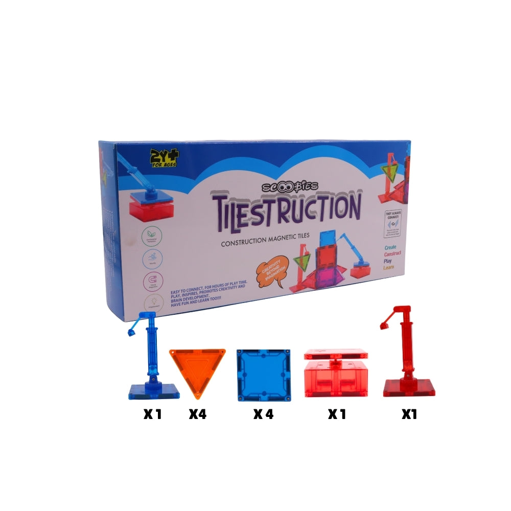 Scoobies Tilestruction Set | DIY Magnetic Kit | With 2 Extendable Cranes