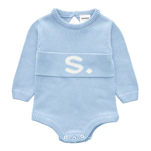 Letter Bodysuit - Kentucky Blue ; Letter: Ivory