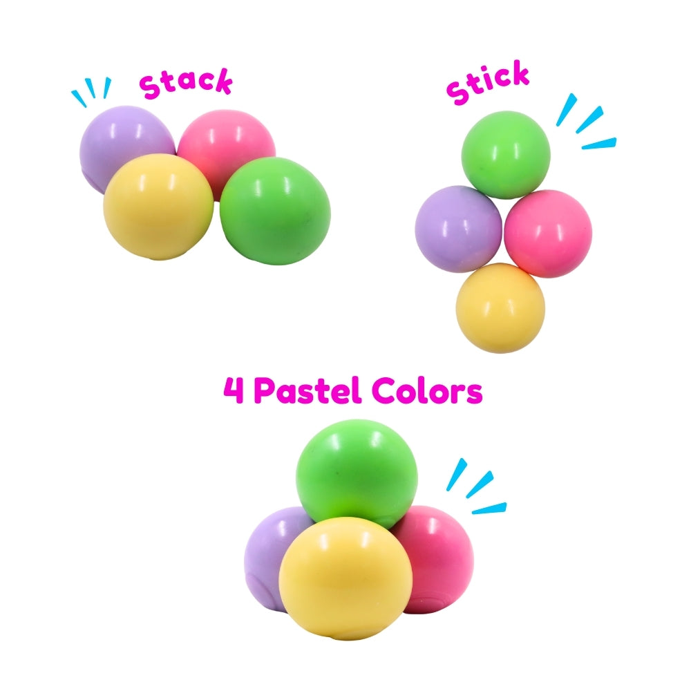 Scoobies Sticky Squishy Balls - Pack of 4 | Sticky Fun | Squishy & Bouncy | Stress Relief | Mess-Free | Portable | Pastel Colors