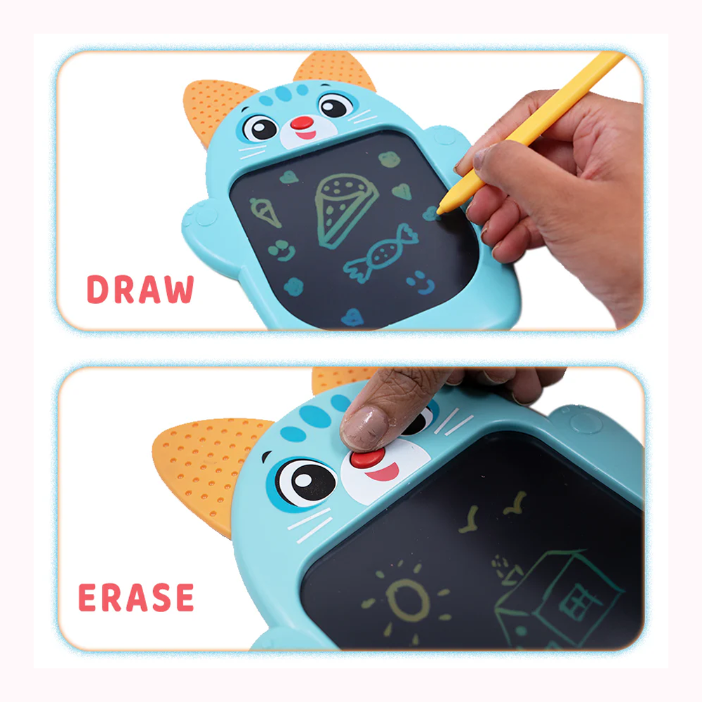 Scoo-Wee Cat Shaped Multi-Color Screen Doodle Pad With One-Click Erase