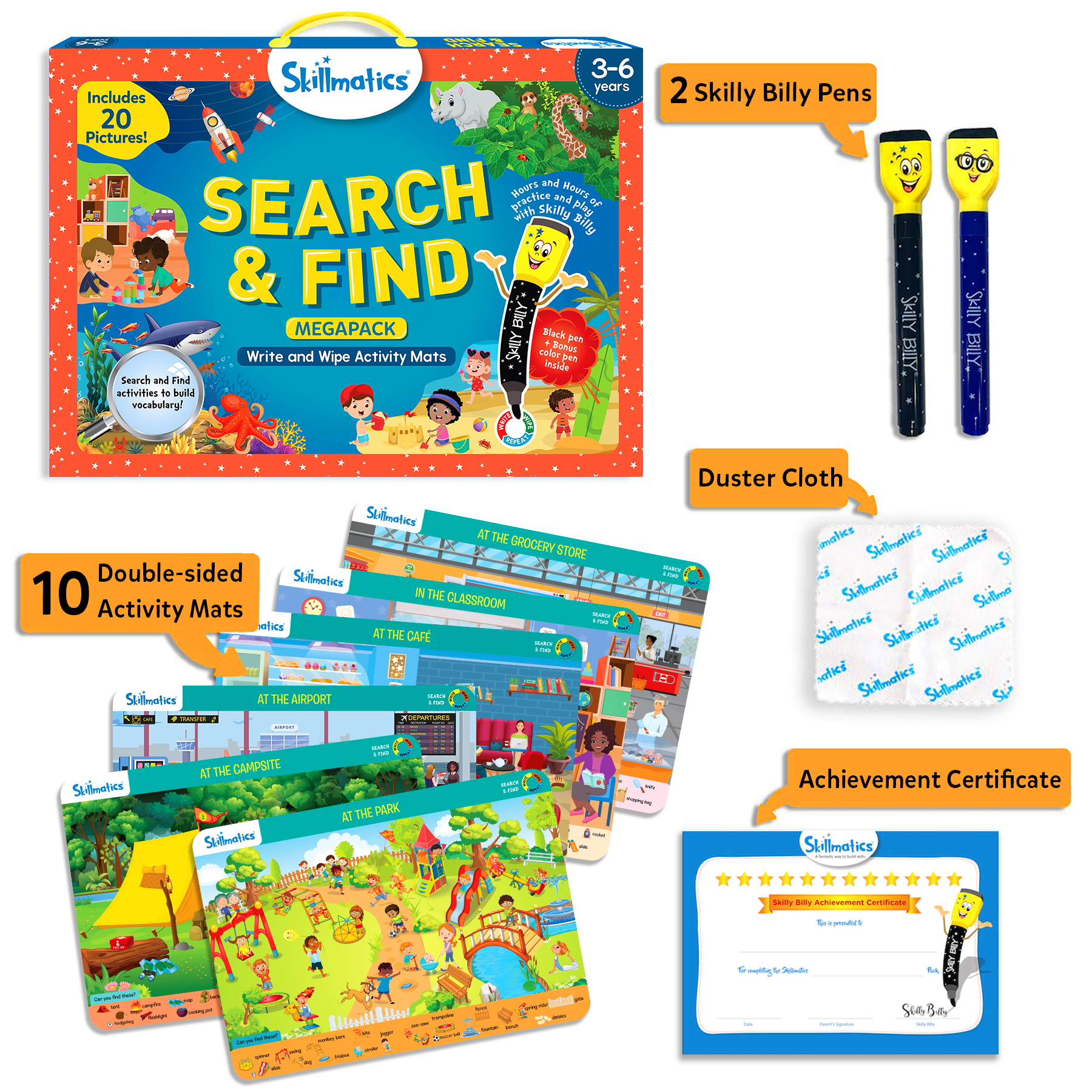 Skillmatics Preschool Learning Activity - Search and Find Megapack Educational Game, Perfect for Kids, Toddlers Who Love Toys, Art and Craft Activities, Gifts for Girls and Boys Ages 3, 4, 5, 6