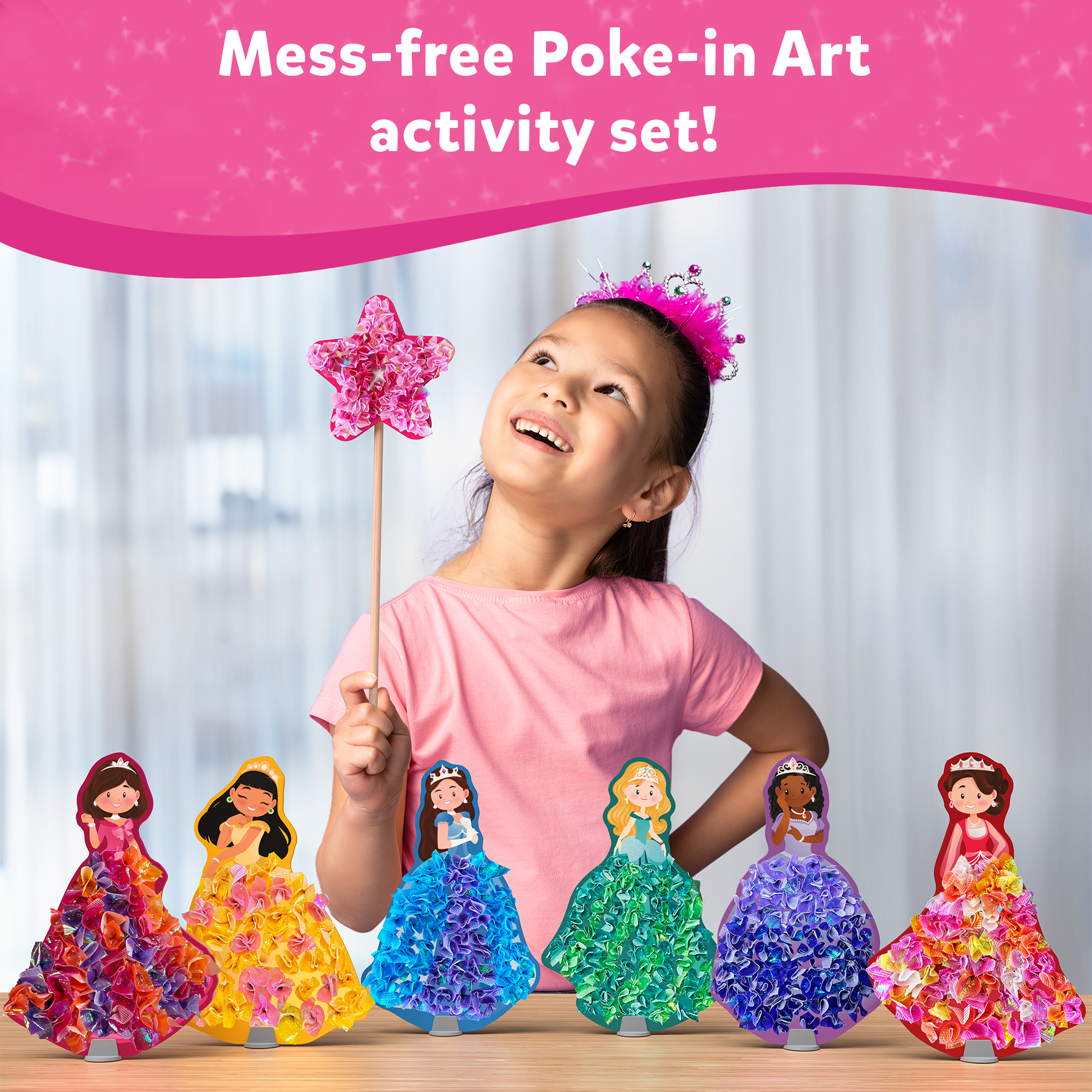 Skillmatics Art & Craft Activity - Poke-in Art Magical Princesses, Mess-Free Art for Kids, Craft Kits, DIY Activity, Gifts for Girls & Boys Ages 4, 5, 6, 7, 8, 9