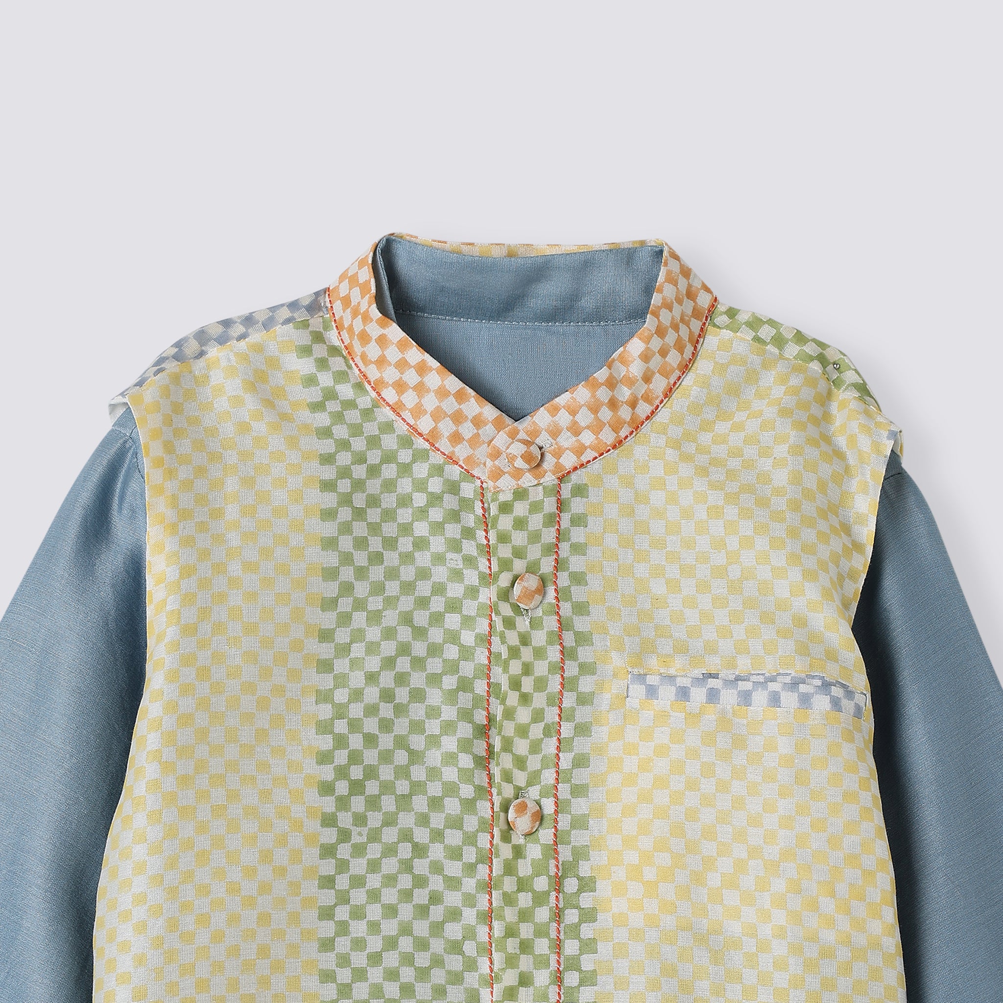 Chanderi Kurta Pyjama & Bandi Set