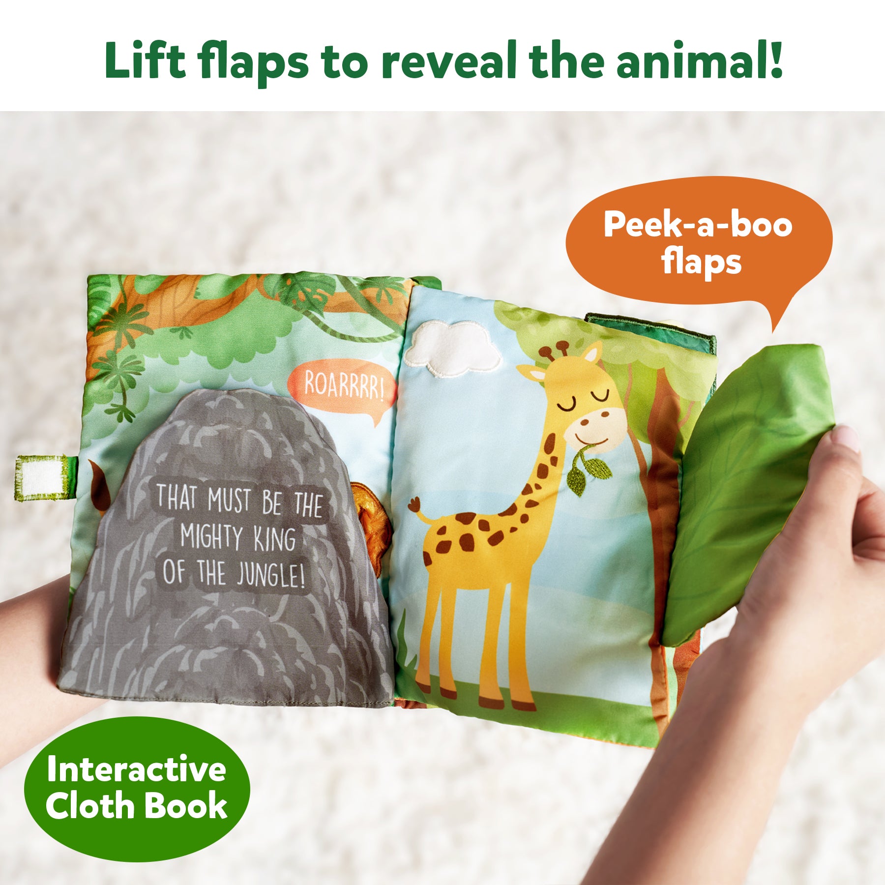 Skillmatics Baby Book - Peek-A-Boo I See You Jungle Theme, Interactive Soft Cloth Book With Crinkle Pages, Ages 6 Months And Up