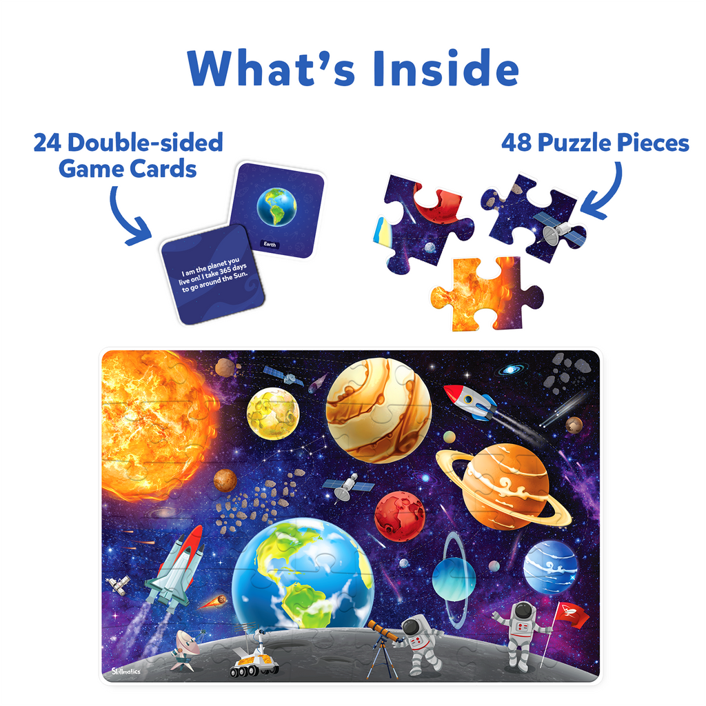Piece & Play Up in Space | Fun & Educational 48 Piece Jigsaw Puzzle