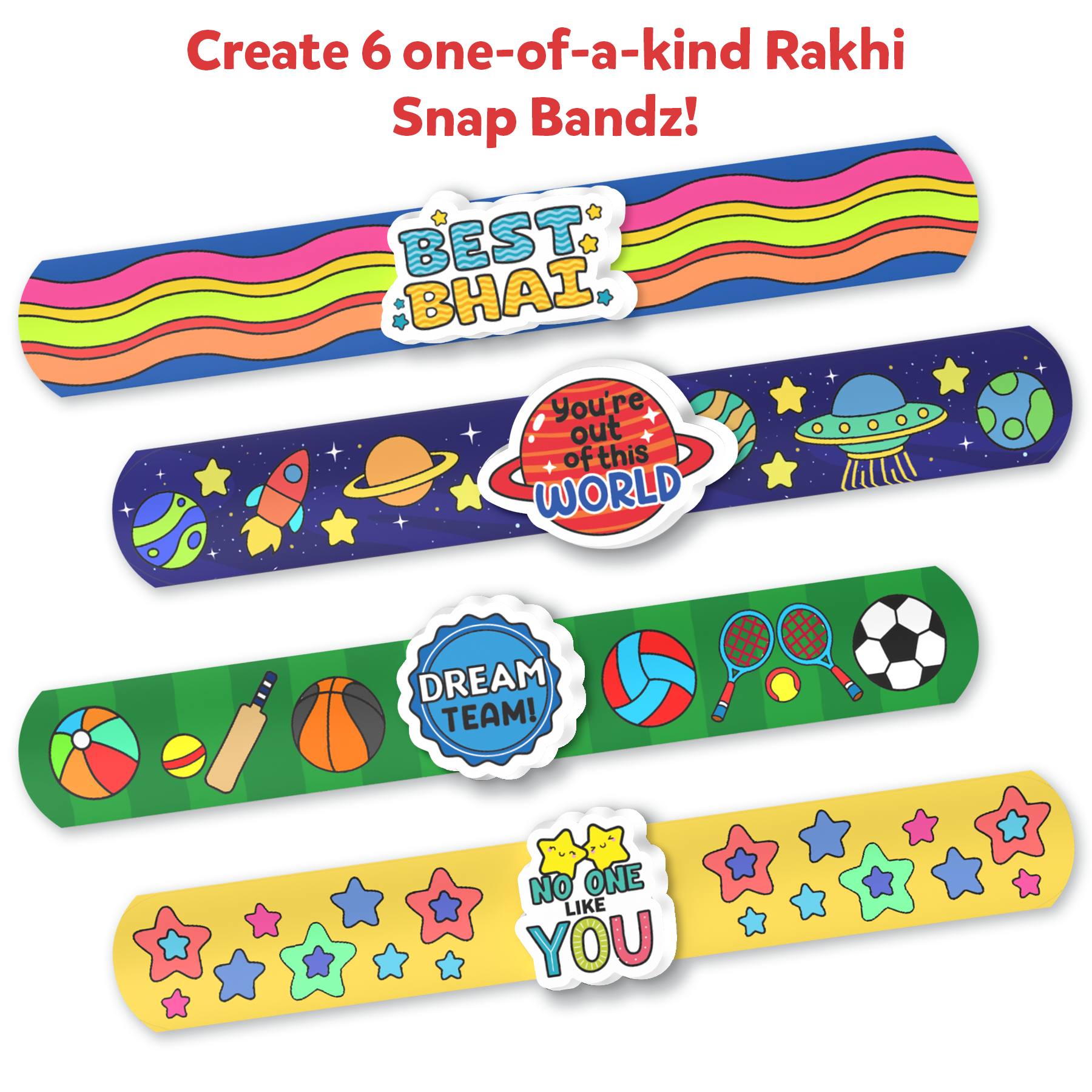 Skillmatics Craft Activity - Snap Bandz, Sibling Love, DIY Art & Craft Activity, Mess-Free, Creative Kit, 6 Bands (8.6"), Gifts for Kids Ages 4, 5, 6, 7, 8, 9, 10