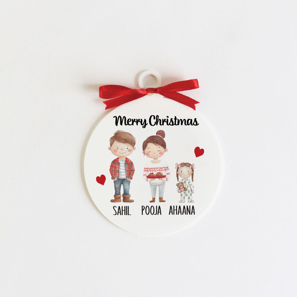 Christmas Family Ornament - 3 People/Pets