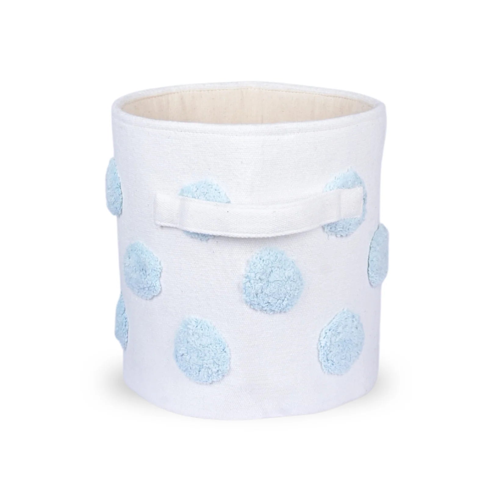 PomPom Round Blue Toy Storage Basket