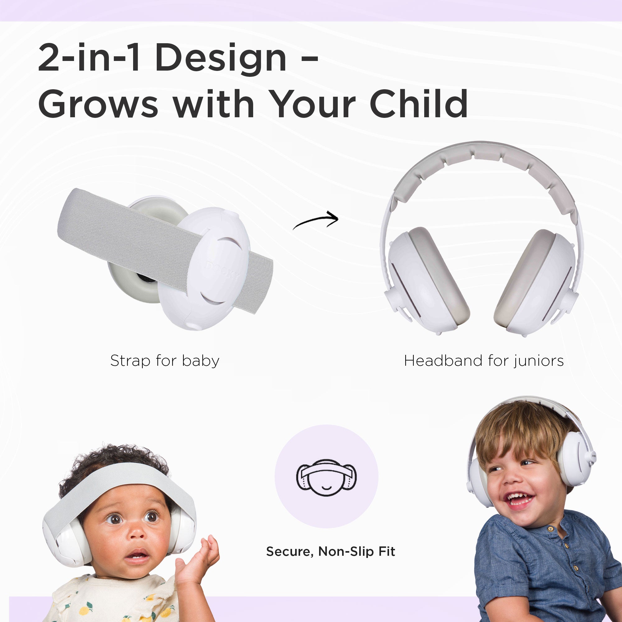 Dooky Baby to Junior Ear Protection (0–12Y) | Adjustable 2-in-1 Noise Cancelling Earmuff