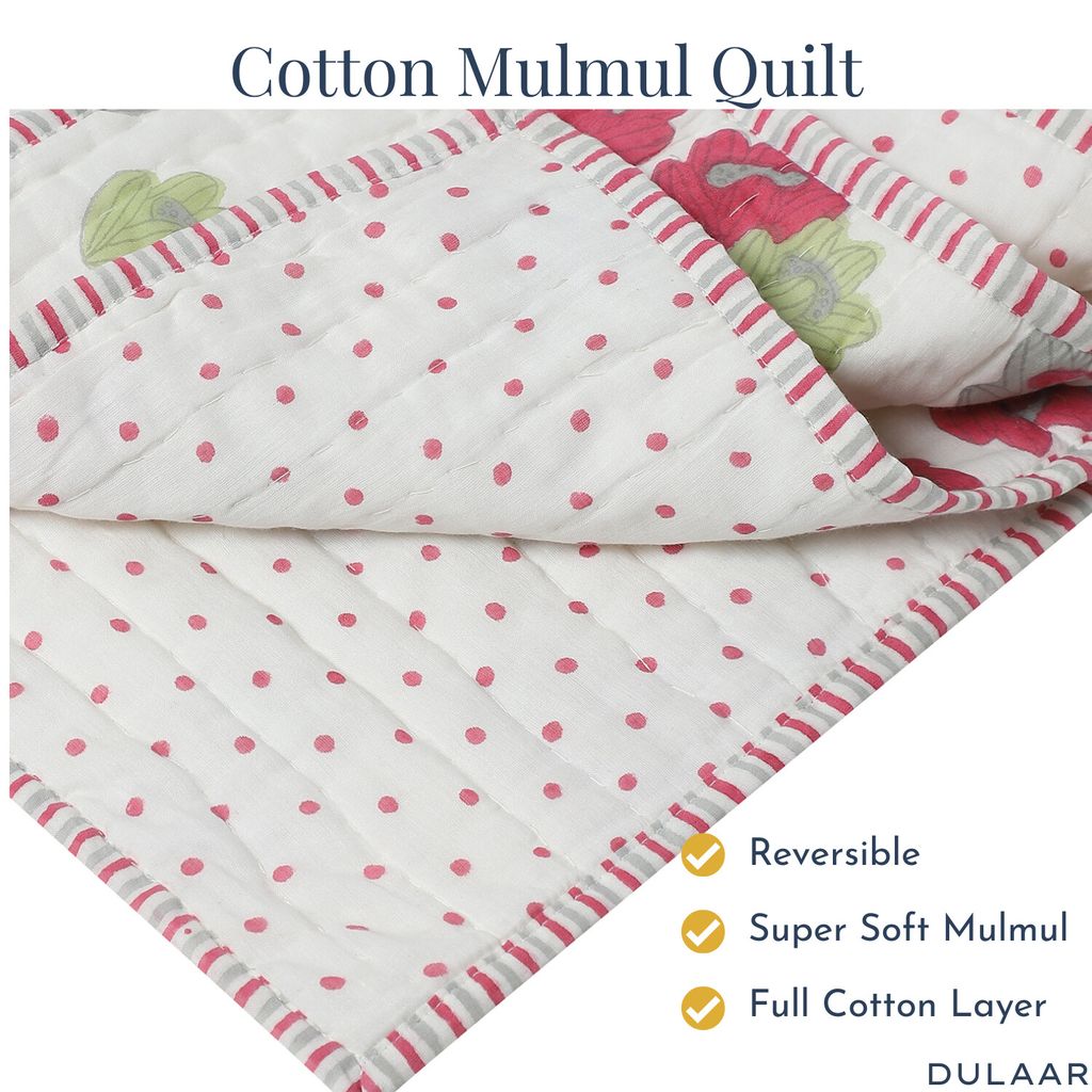 Reversible Mulmul Quilt | Hand-Block Printed