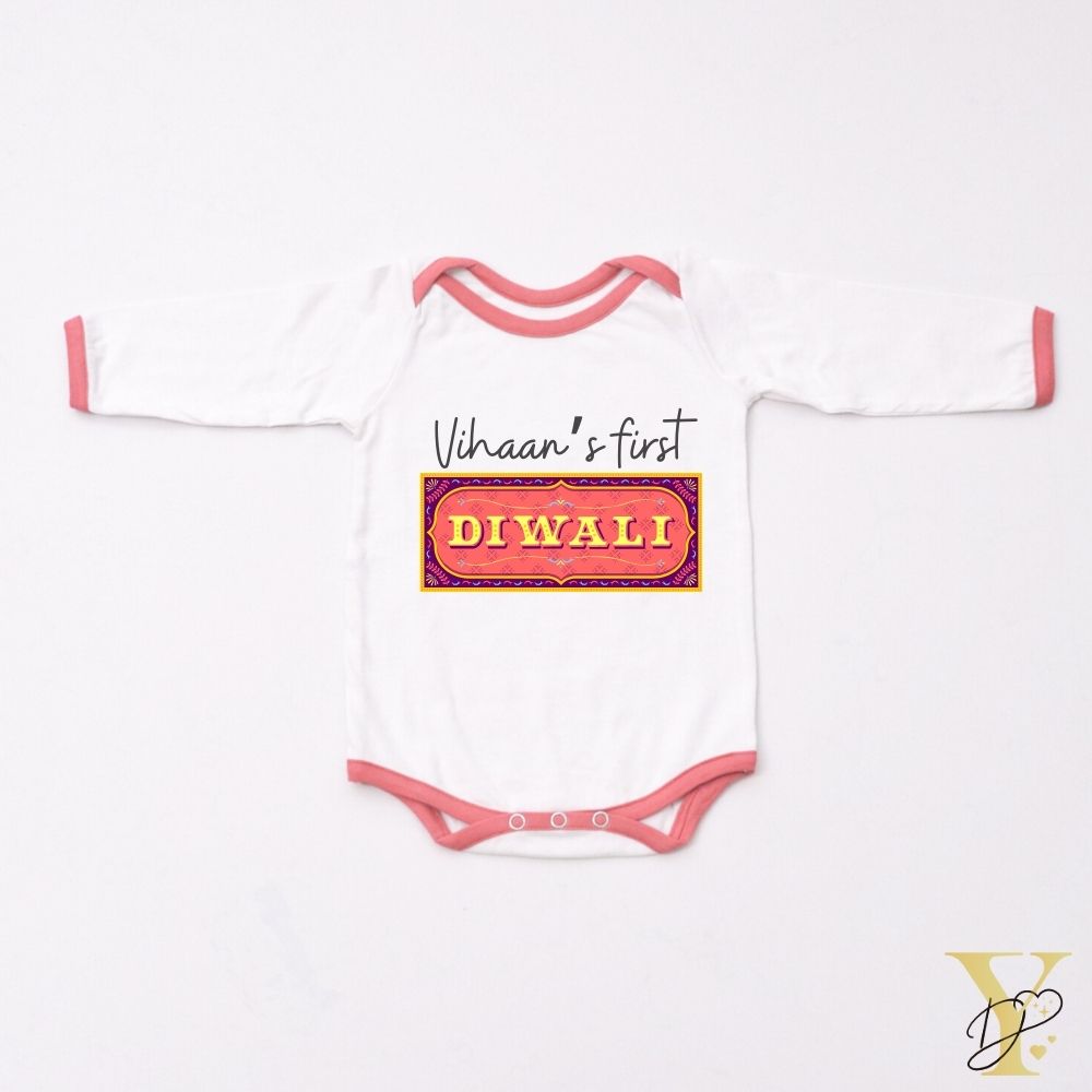 First Diwali Personalised Bodysuit - Full Sleeves (Red Love)