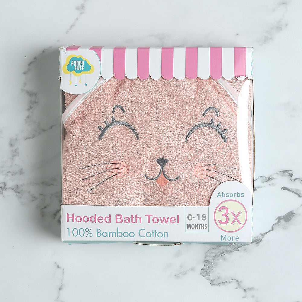 Bamboo Cotton Baby Hooded Towel - Kitty