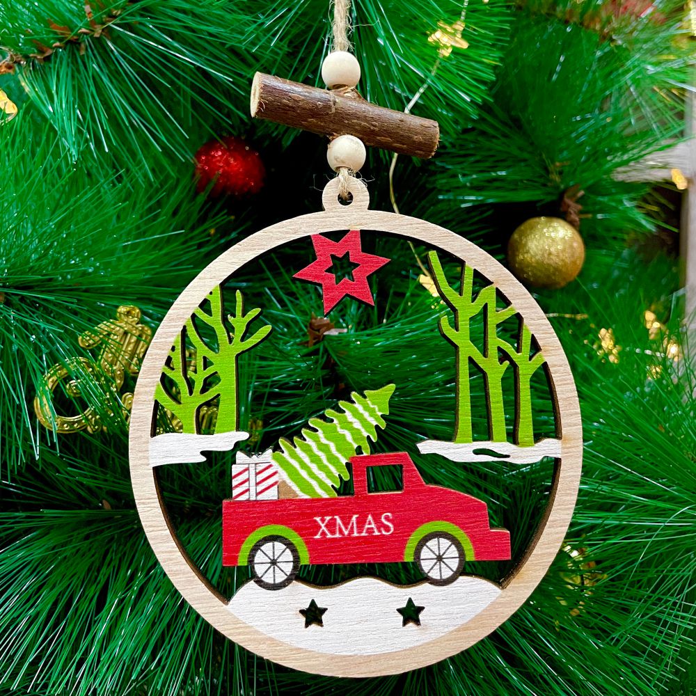 Wooden Christmas Transport Ornament- Van