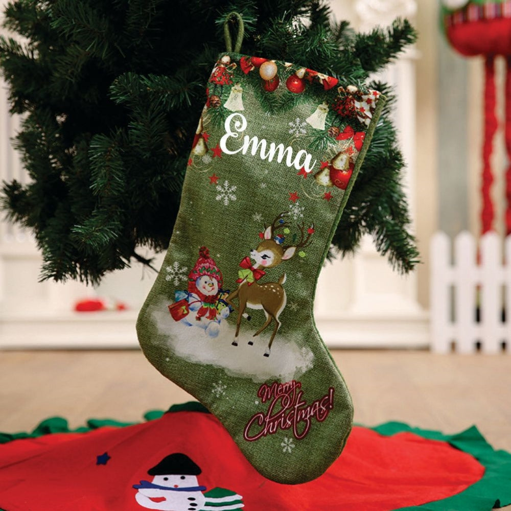 Babble Wrap Snowman & Friends Velveteen Stockings- Red Santa with Snowman