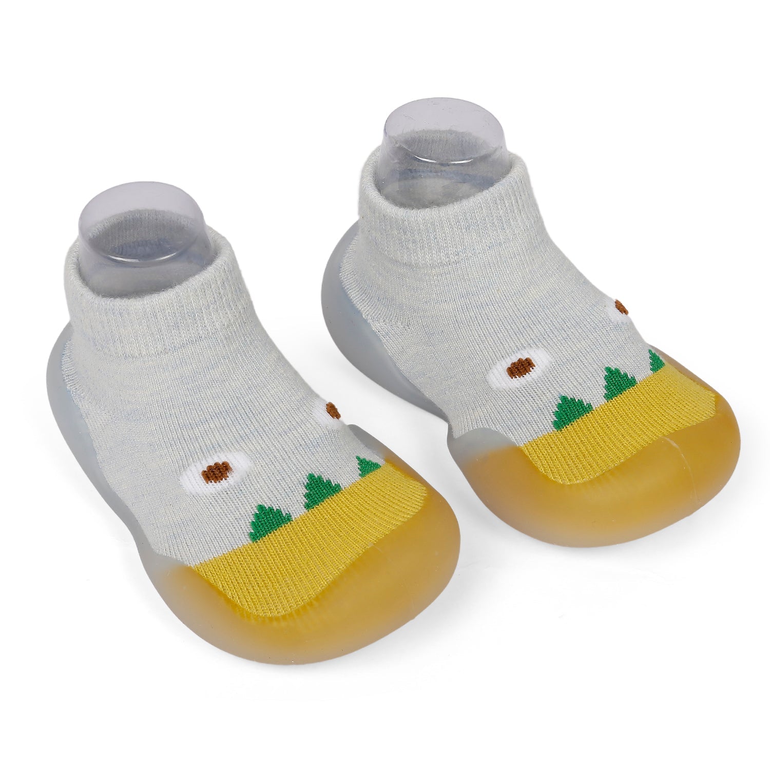 Cute Eye Anti-Skid Slip-On Rubber Sole Shoes - Grey, Yellow - Baby Moo