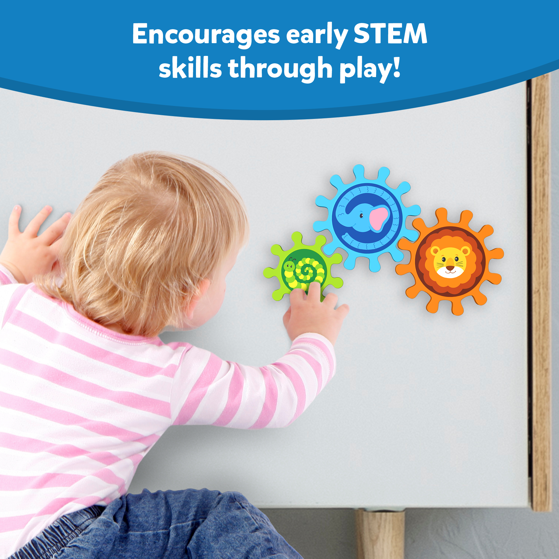 Skillmatics Spinny Gears for Babies - Fun Interlocking Spinning Gears, STEM & Sensory Toy, Suction Spinners for Windows, Table, Bath, Travel Toy, Gifts for Infants & Toddlers 6-36 Months, Set of 3