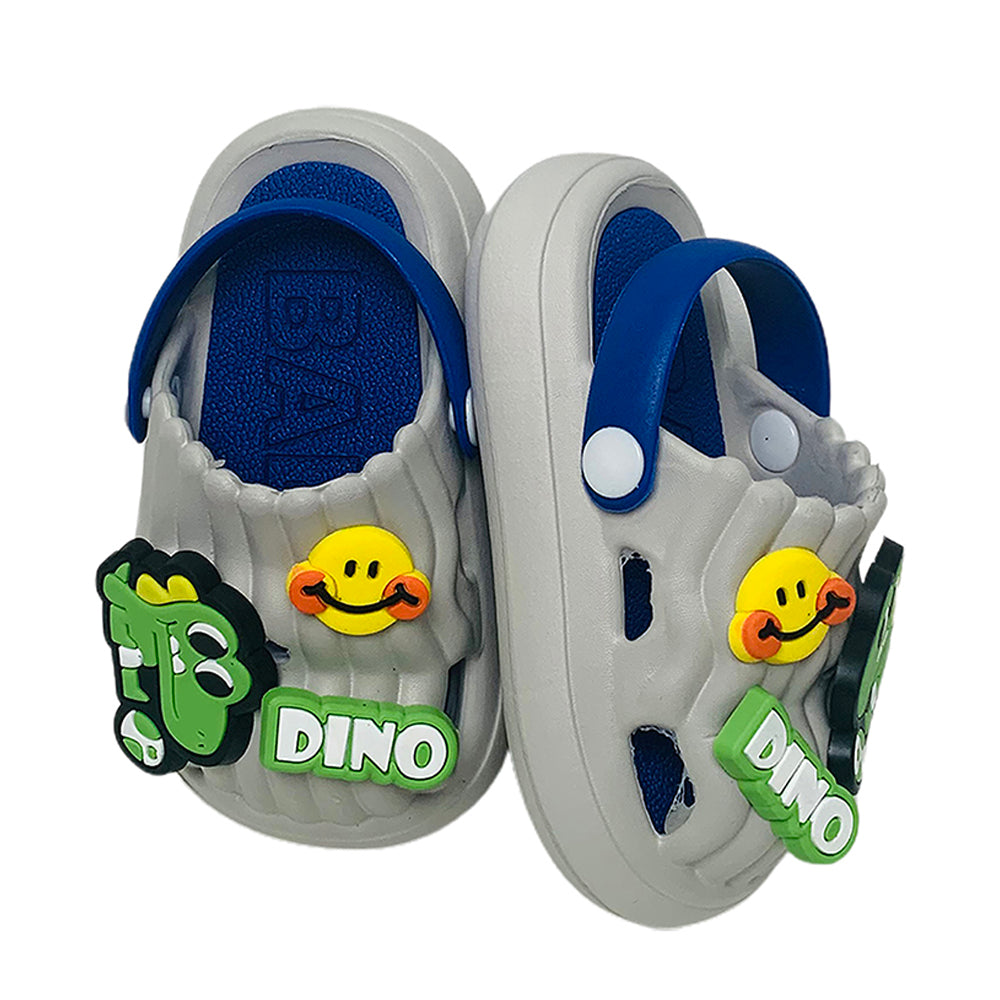 Little Surpise Box Blue Smilie Dino Slip On Clogs, Summer/Monsoon All Season Footwear For Toddlers & Kids.