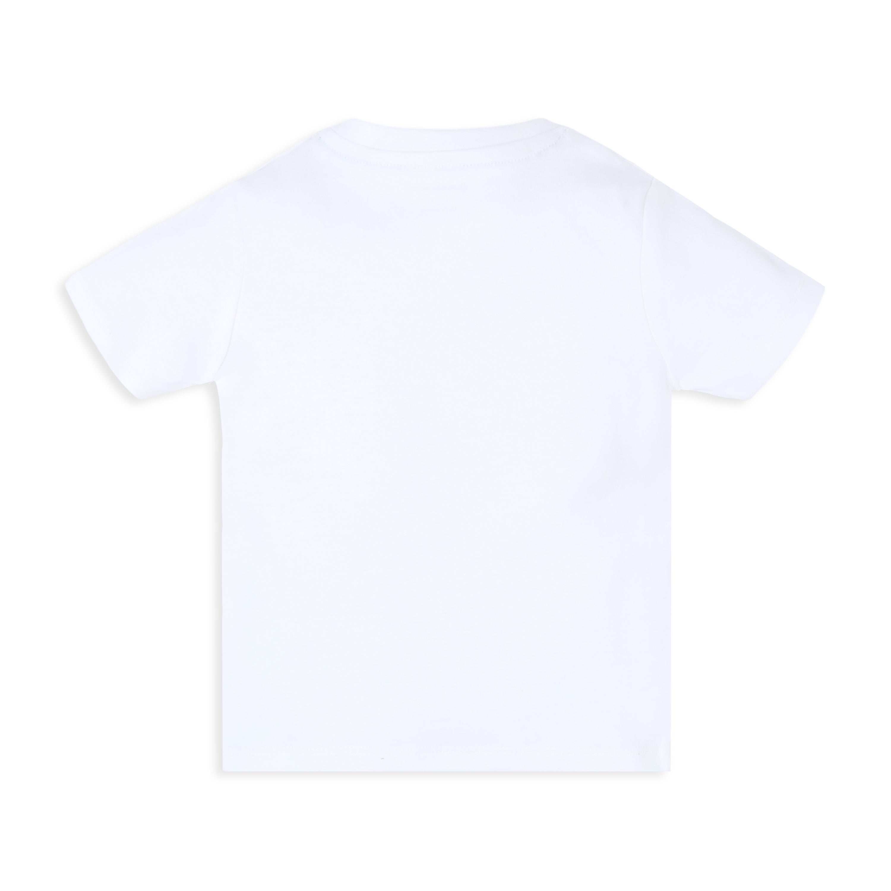 Puff Print Baby Boy Round Neck Tee with Denim Shorts - White & Blue