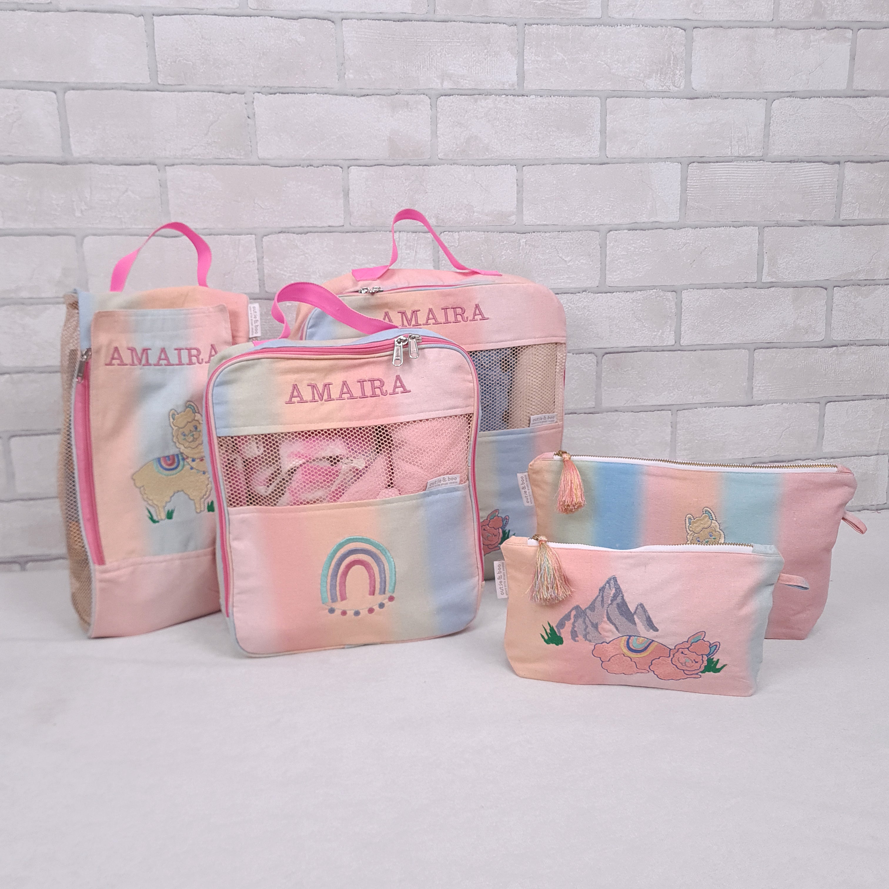 Ooh la Llama Organizer Bags (Set of 5) Small Organizer Bag + Big Organizer Bag + Shoe Bag + Small Pouch + Big Pouch