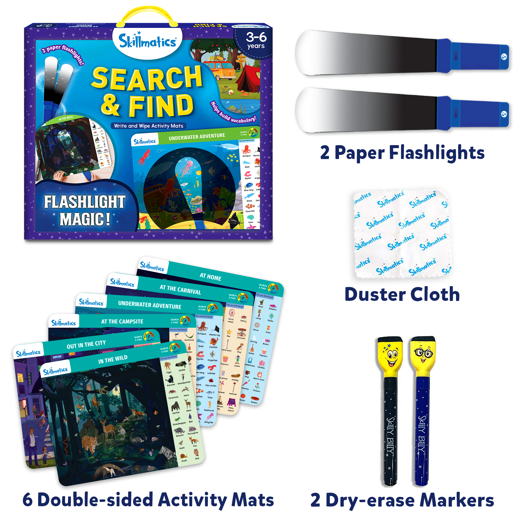 Skillmatics Preschool Learning Activity - Search and Find Flashlight Magic, Educational Game for Kids, Toddlers Who Love Toys, Art & Craft Activities, Gifts for Girls and Boys Ages 3, 4, 5, 6