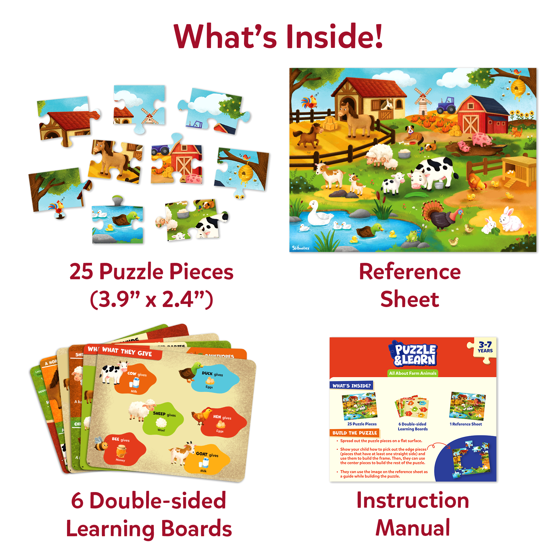 Puzzle & Learn – 25-Piece Jigsaw Puzzle with Learning Boards