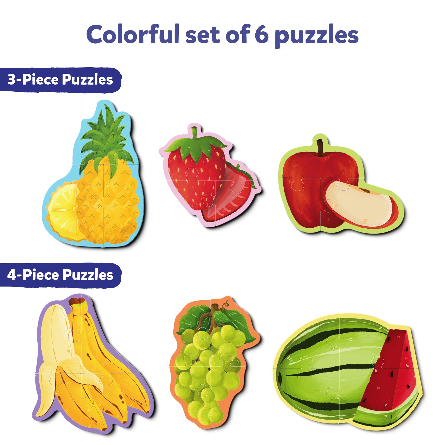 Skillmatics My First Puzzle Set - 21 Piece Fruit Jigsaw Puzzles, Educational Toddler Toy, Gifts For Kids Ages 3 To 6