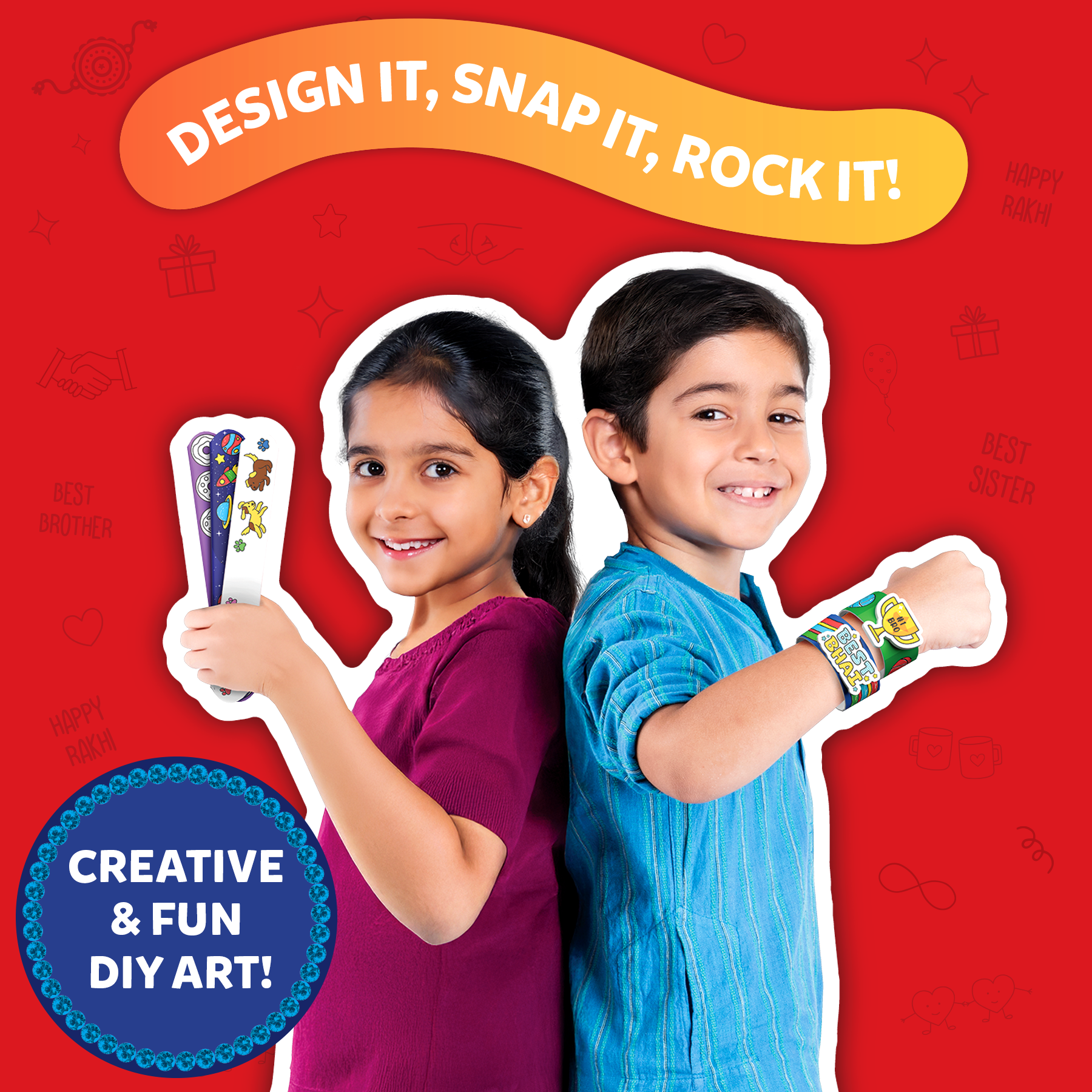 Skillmatics Craft Activity - Snap Bandz, Sibling Love, DIY Art & Craft Activity, Mess-Free, Creative Kit, 6 Bands (8.6"), Gifts for Kids Ages 4, 5, 6, 7, 8, 9, 10