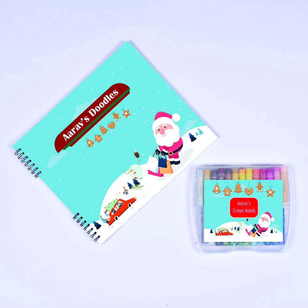 Christmas Doodle Book With Crayons - Santa Shopping