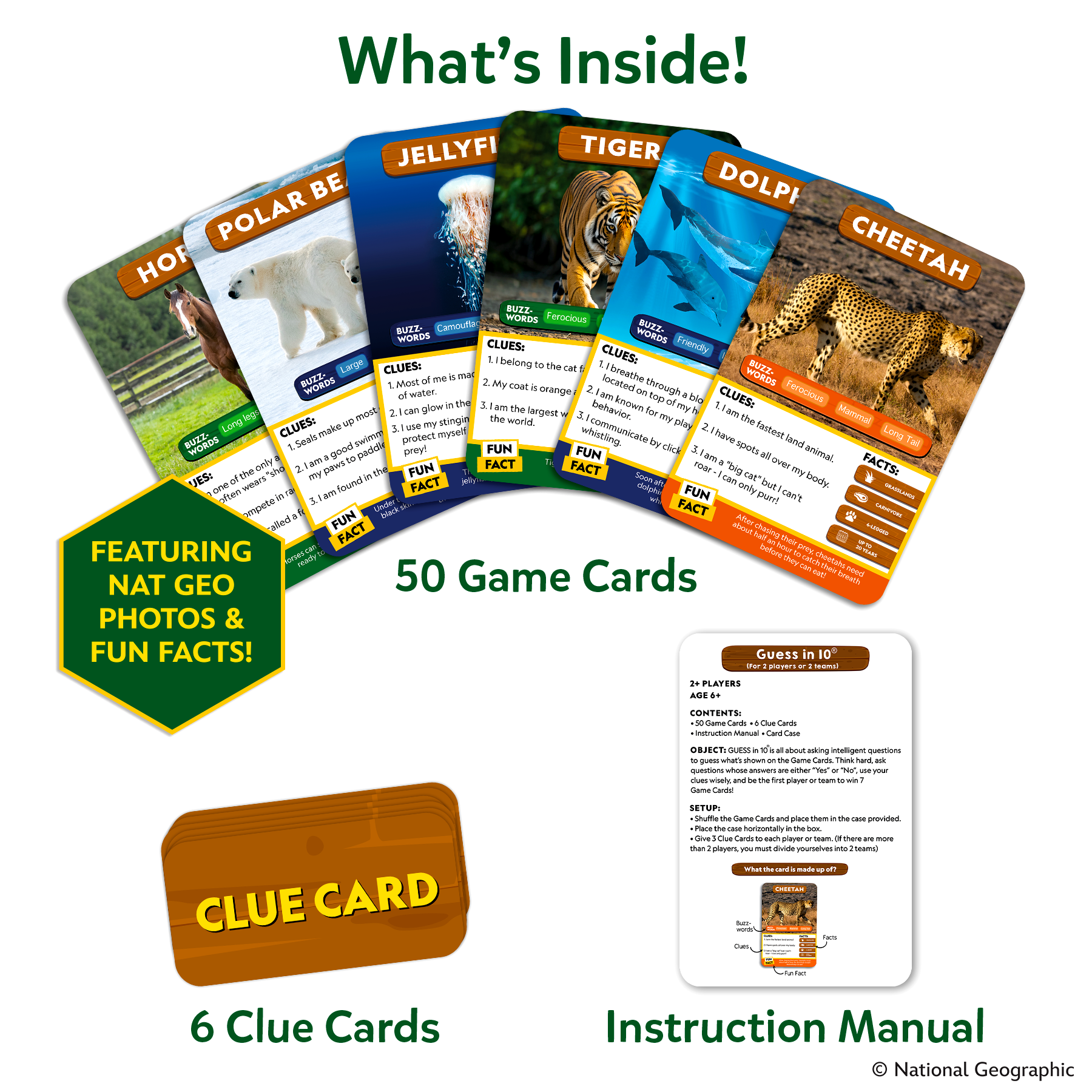 Skillmatics Guess in 10 National Geographic Animals, Educational Card Game