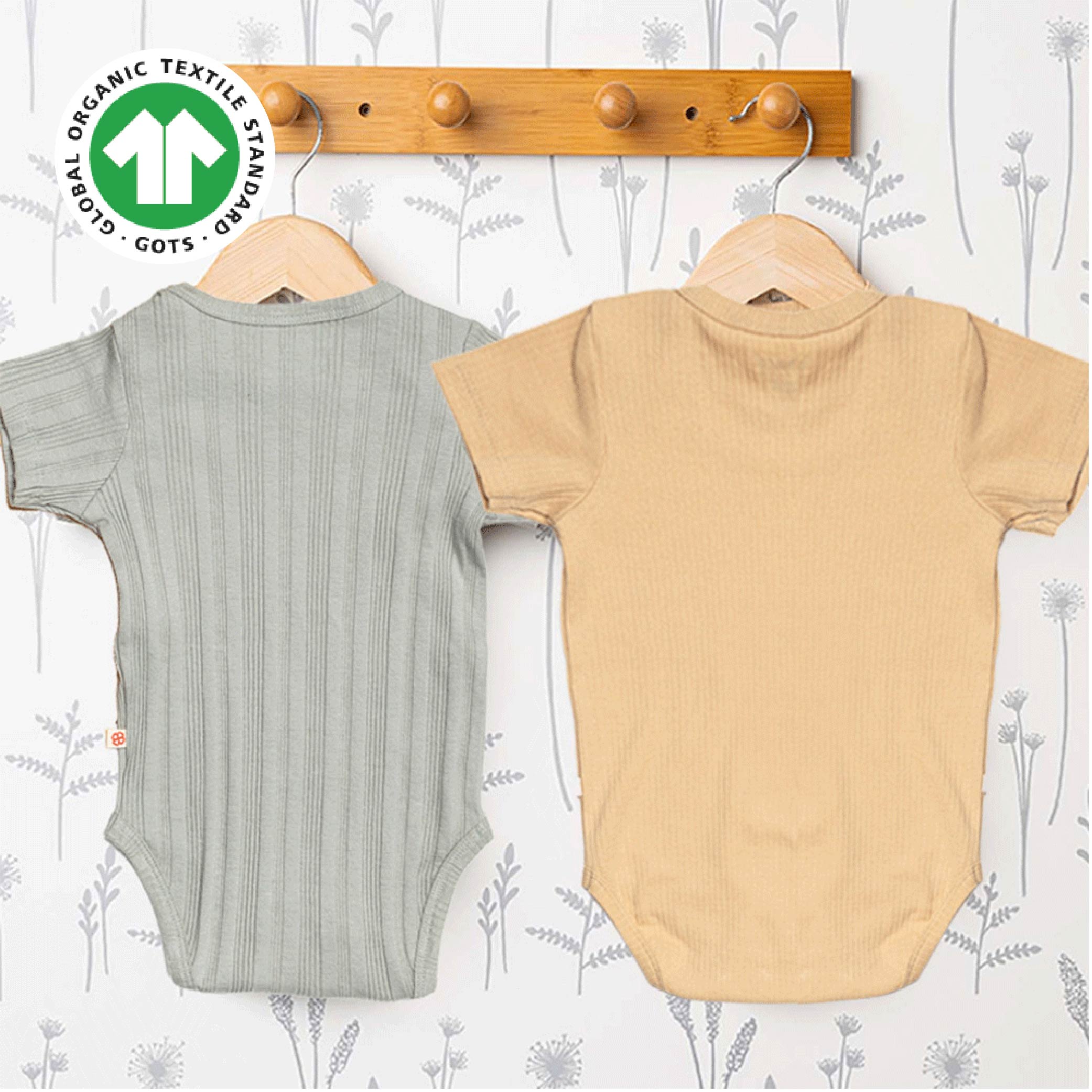 Greendigo 100% Organic Cotton Multicolour Solid Bodysuit For New Born Baby Boys And Baby Girls - Pack Of 2