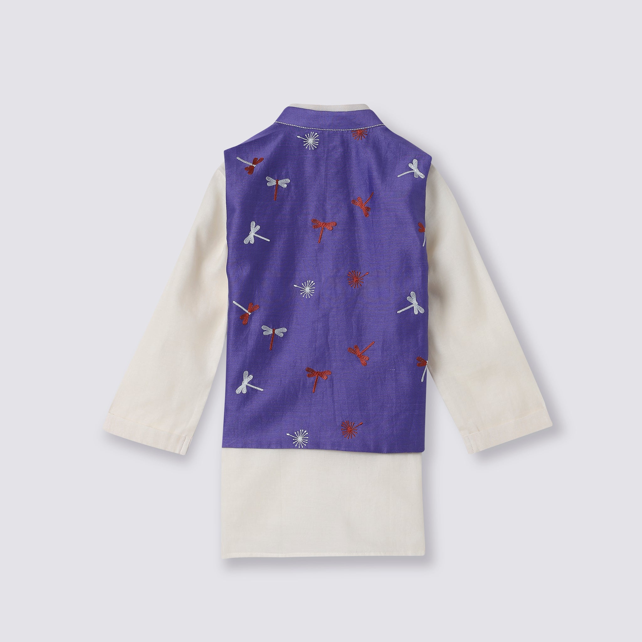 Chanderi Kurta Pyjama & Bandi Set
