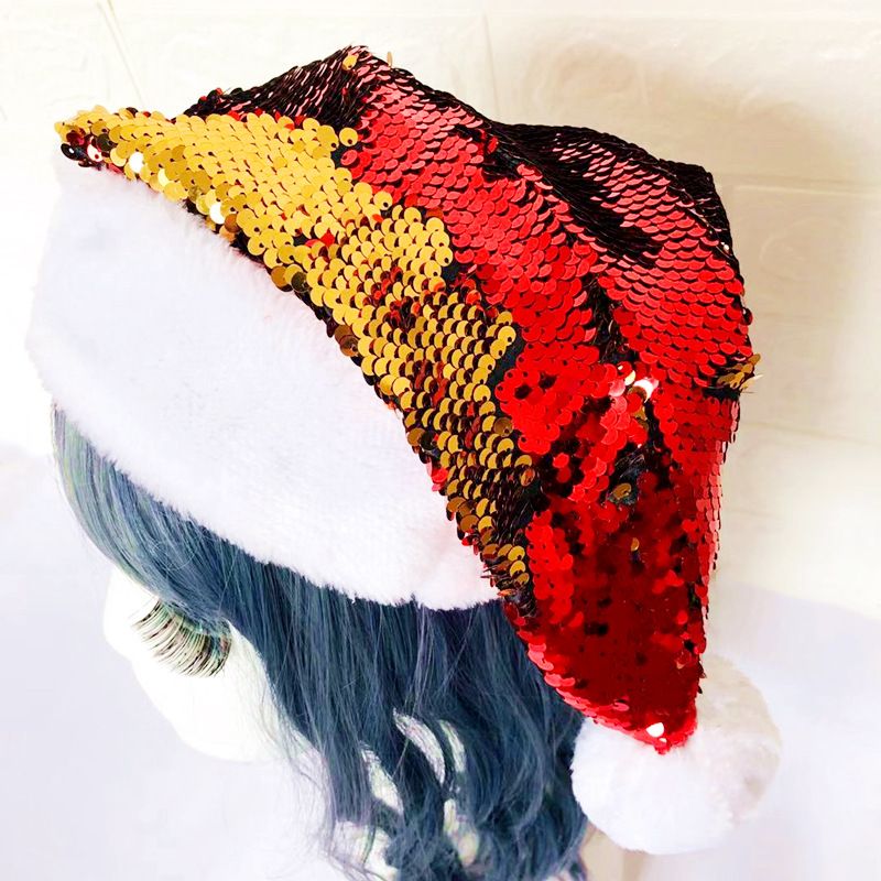 Personalised Sequins Santa Caps -(Red And Gold)