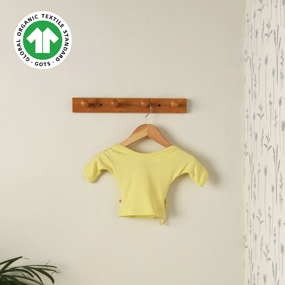 Greendigo 100% Organic Cotton Yellow Kimono Top For Premature Baby Boys And Baby Girls