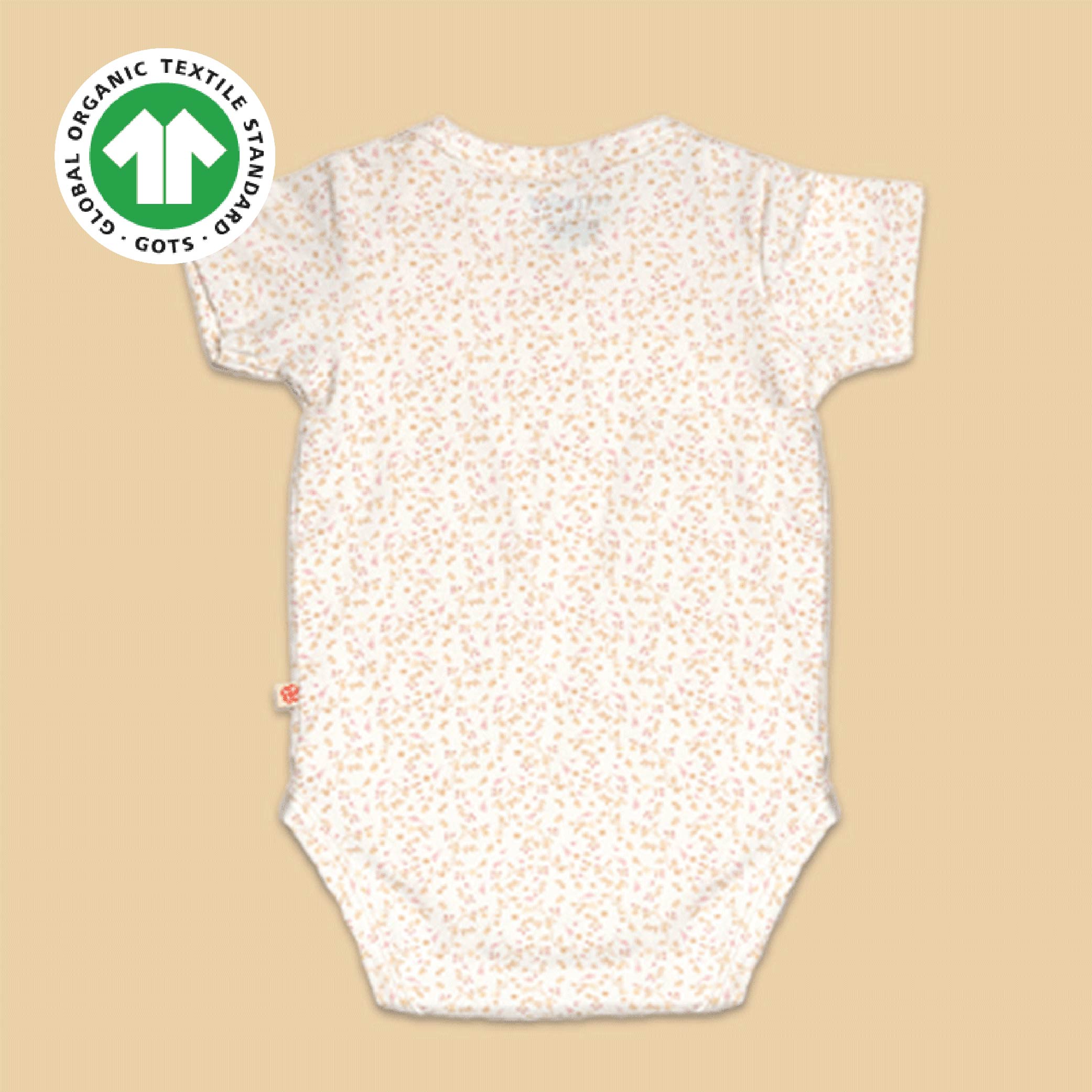 Greendigo 100% Organic Cotton Off White Printed Bodysuit For New Born Baby Boys And Baby Girls