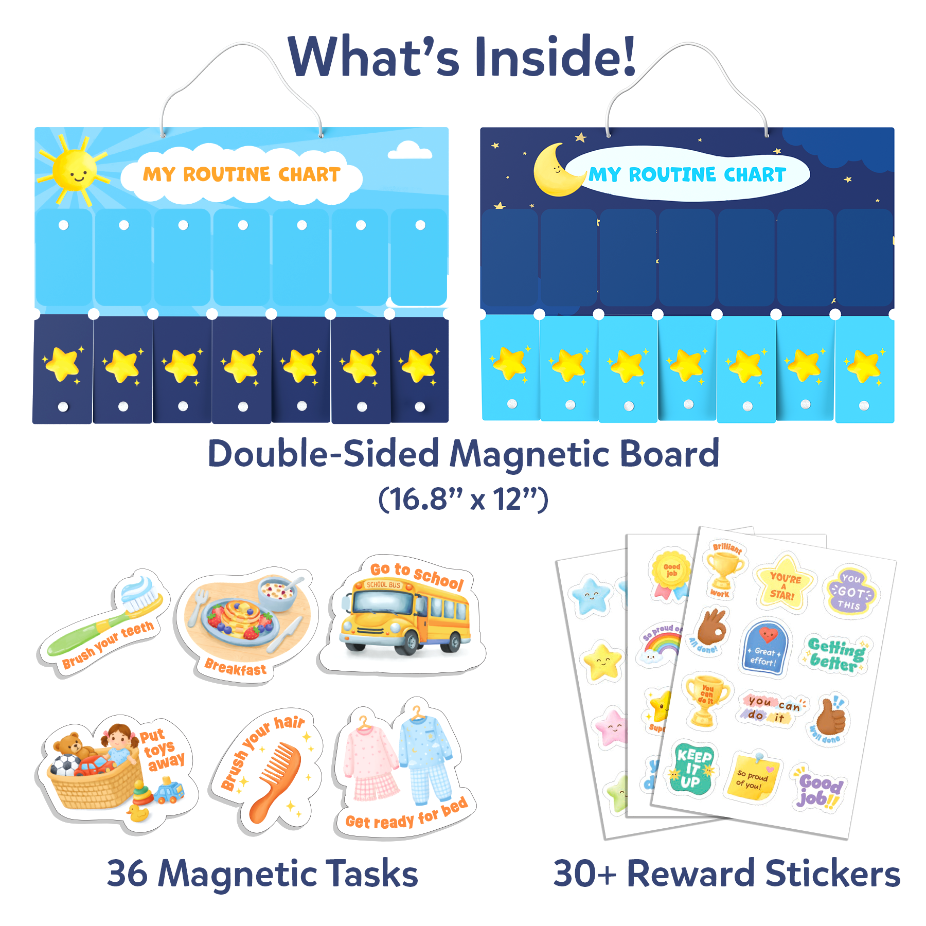 My Daily Routine Chart – Reusable Double-Sided Magnetic Chore Chart & Visual Schedule
