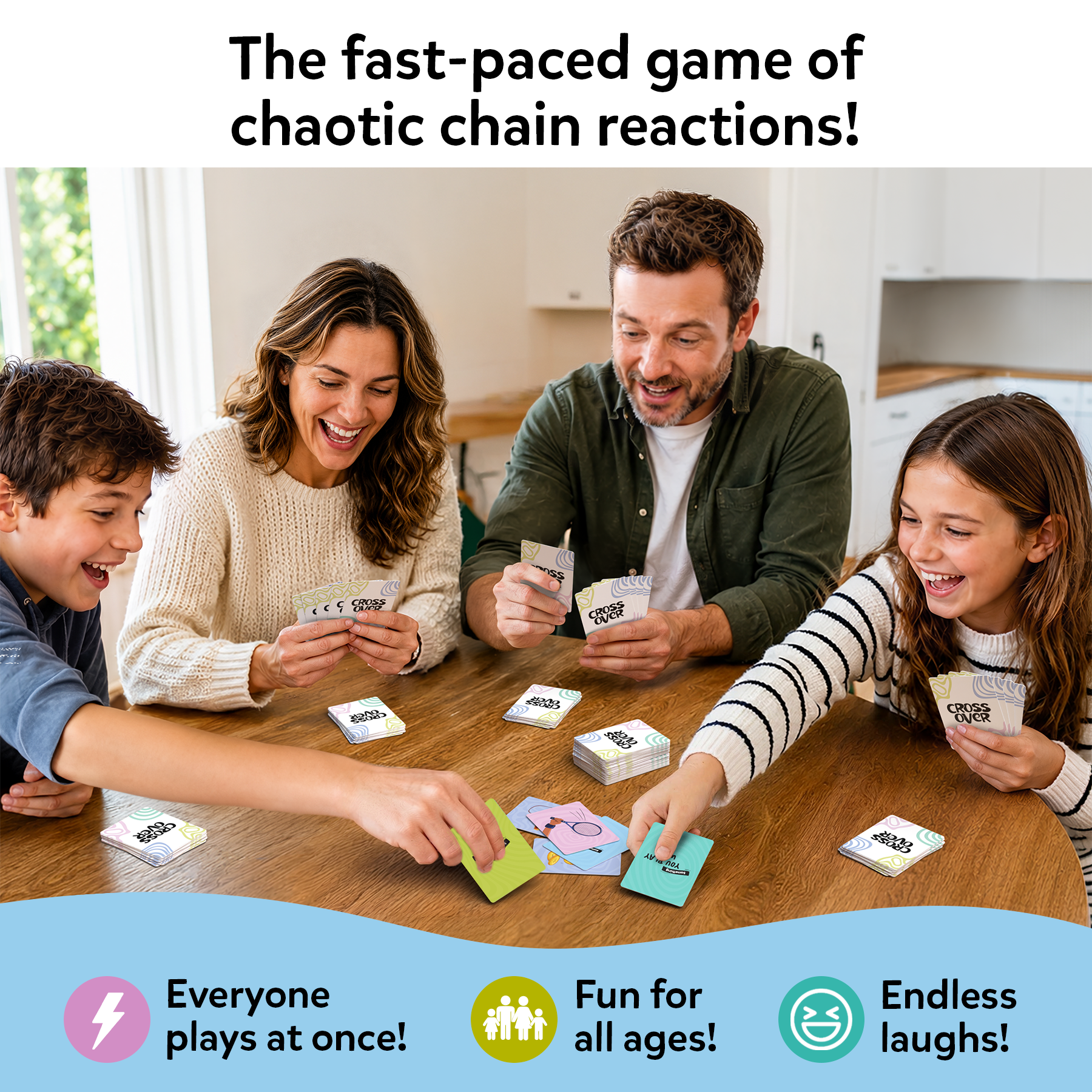 Card Game – Crossover, Fast-Paced Connection Cards for Kids, Teens & Adults